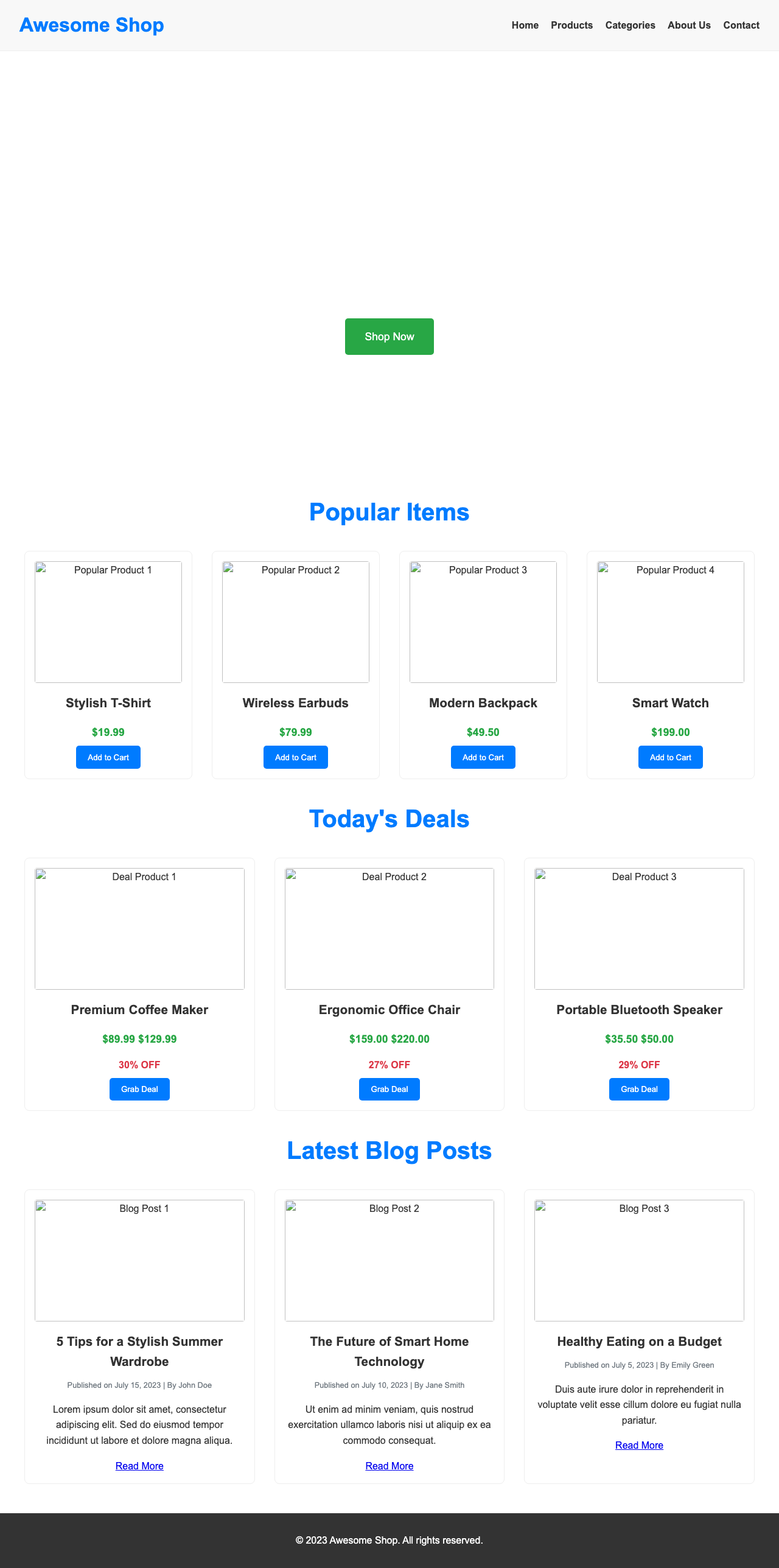 Screenshot sample 52 for shopping-home-page / Gemini 2.5 Flash Lite
