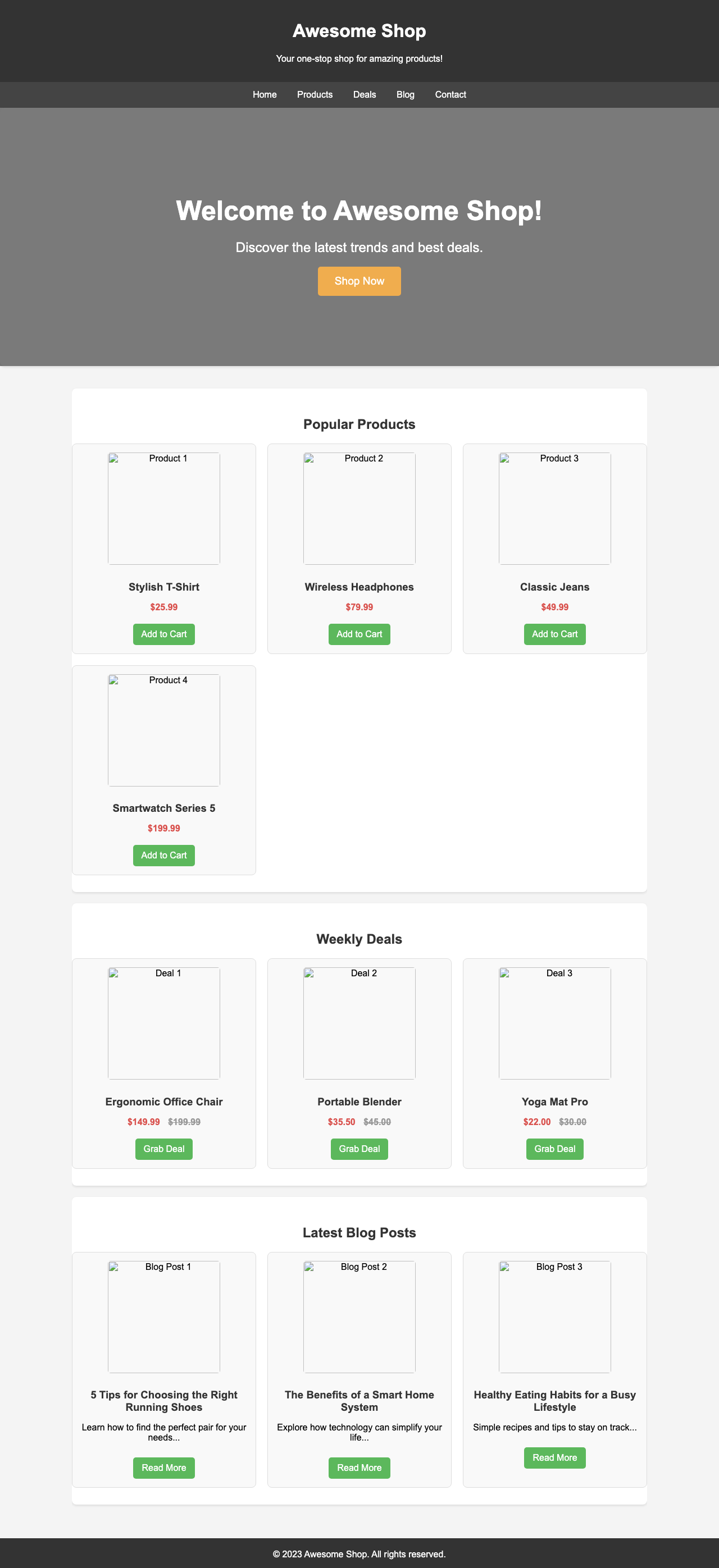 Screenshot sample 7 for shopping-home-page / Gemini 2.5 Flash Lite