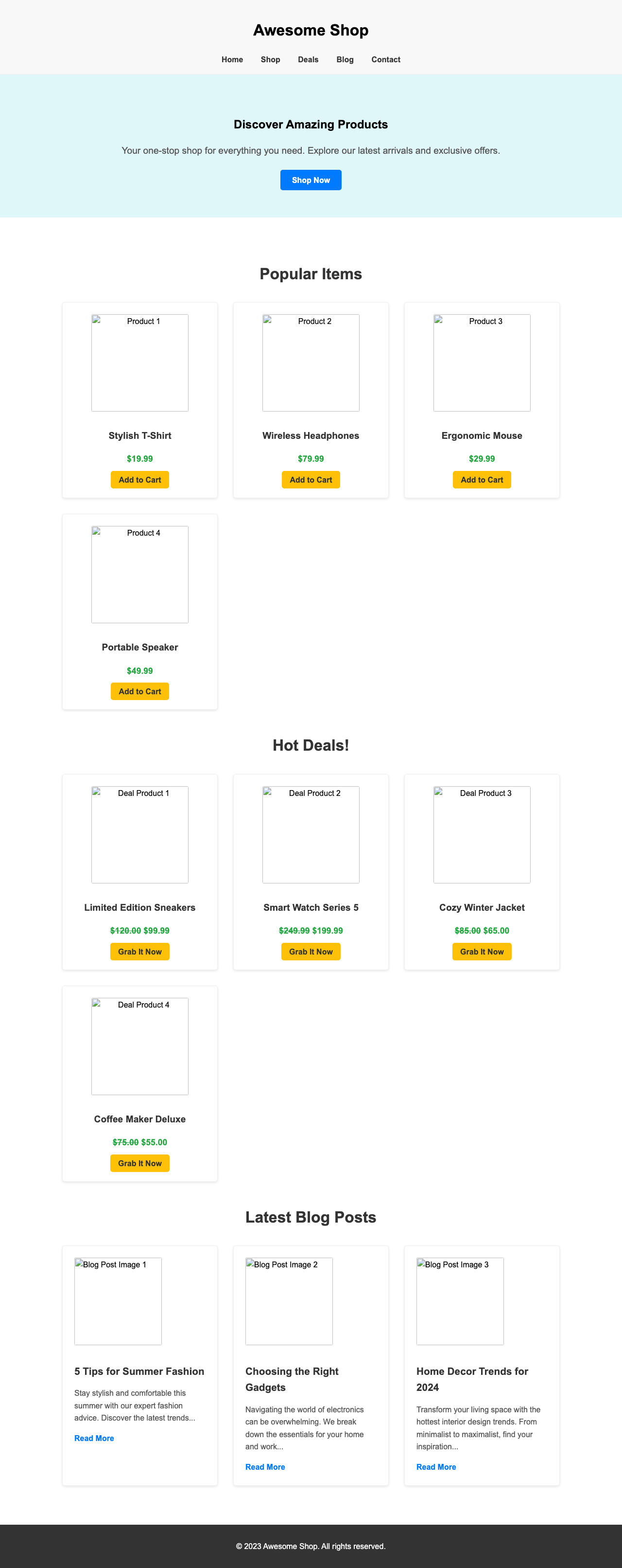 Screenshot sample 84 for shopping-home-page / Gemini 2.5 Flash Lite