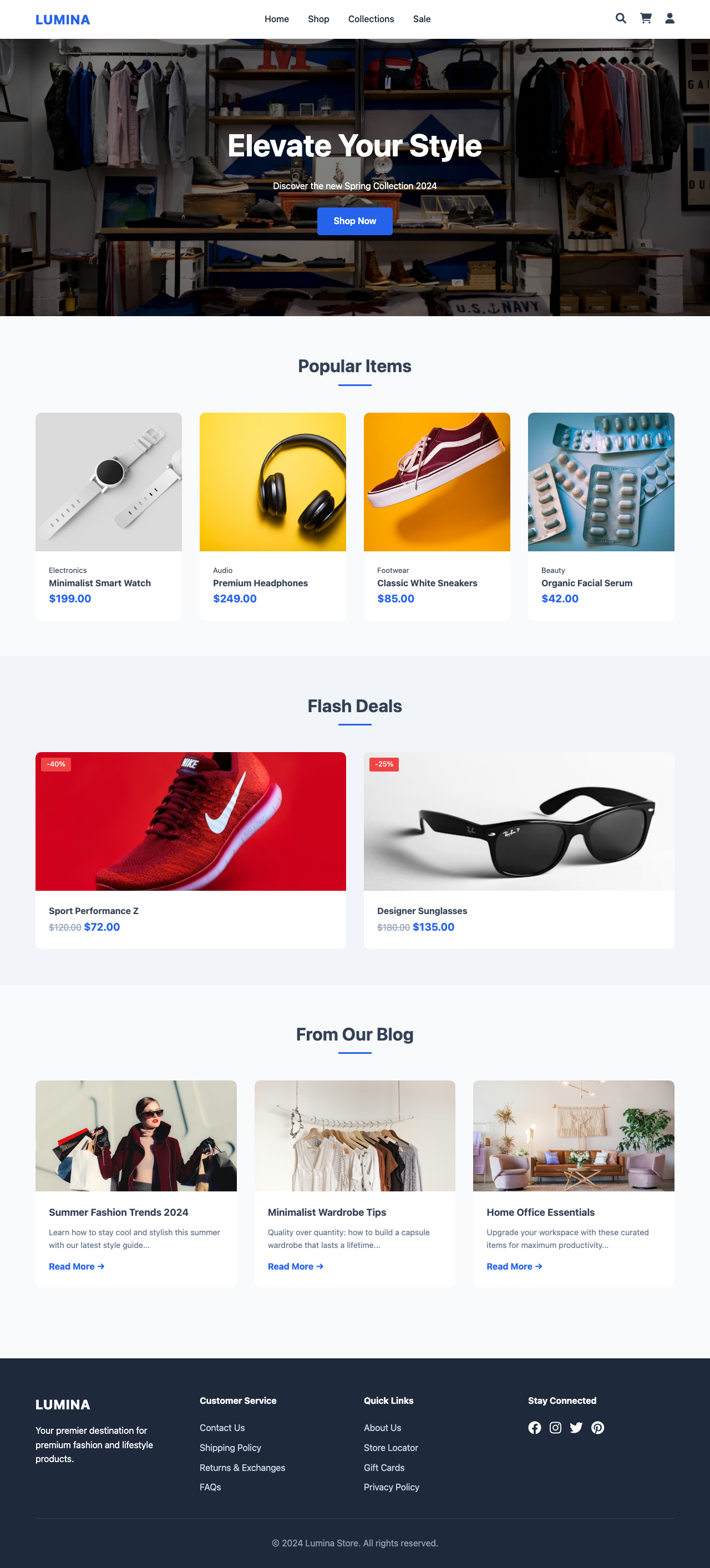 Screenshot sample 0 for shopping-home-page / Gemini 3 Flash Preview