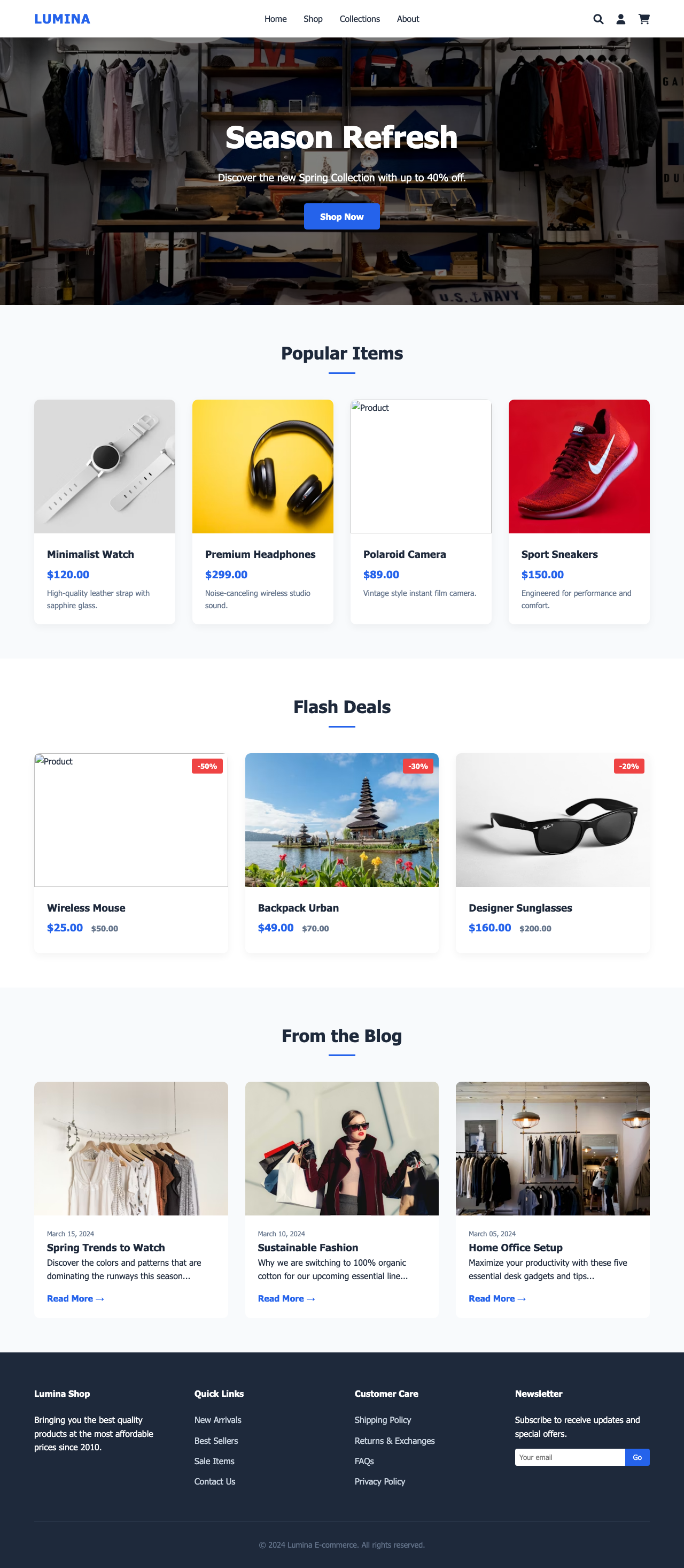 Screenshot sample 1 for shopping-home-page / Gemini 3 Flash Preview