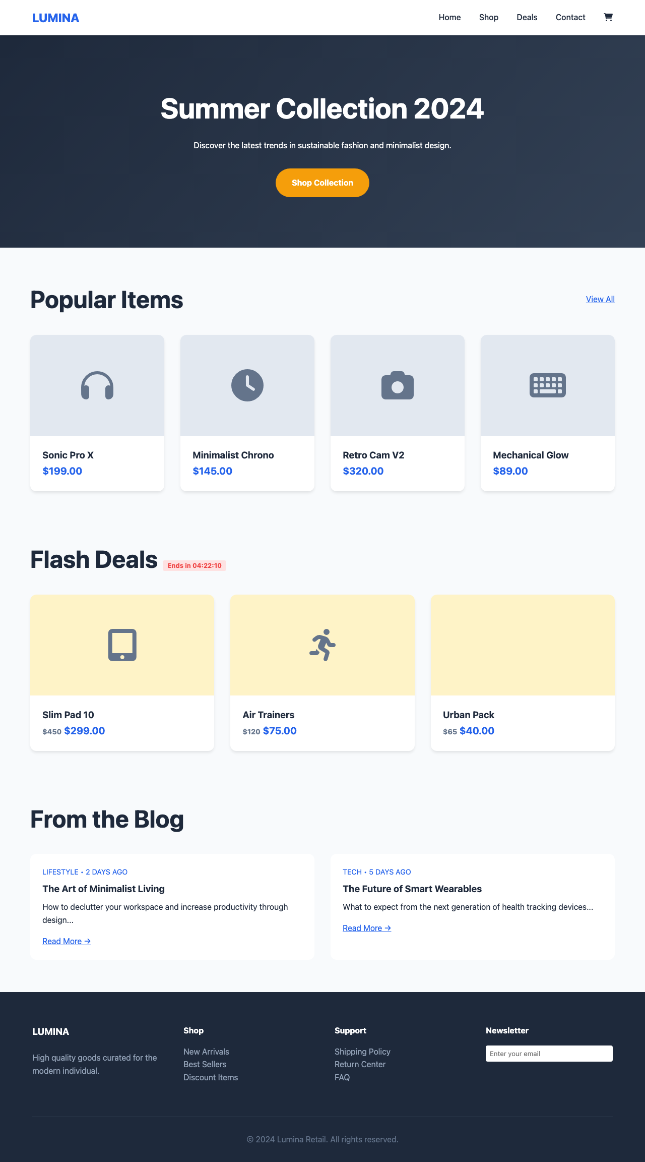 Screenshot sample 10 for shopping-home-page / Gemini 3 Flash Preview