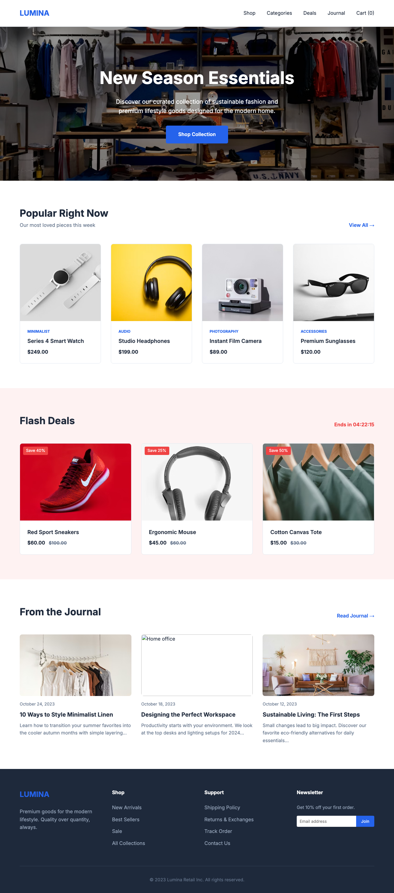 Screenshot sample 11 for shopping-home-page / Gemini 3 Flash Preview