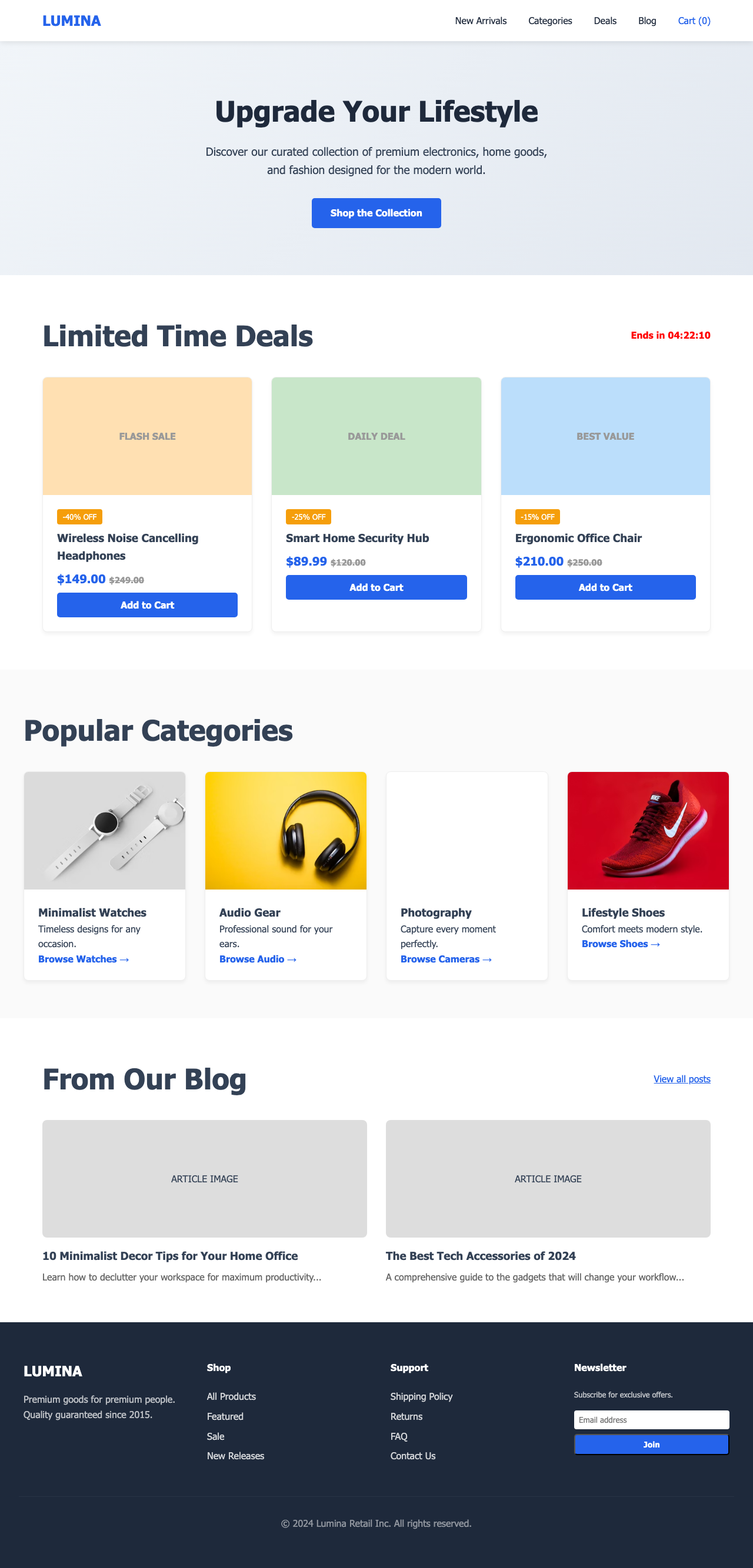 Screenshot sample 13 for shopping-home-page / Gemini 3 Flash Preview