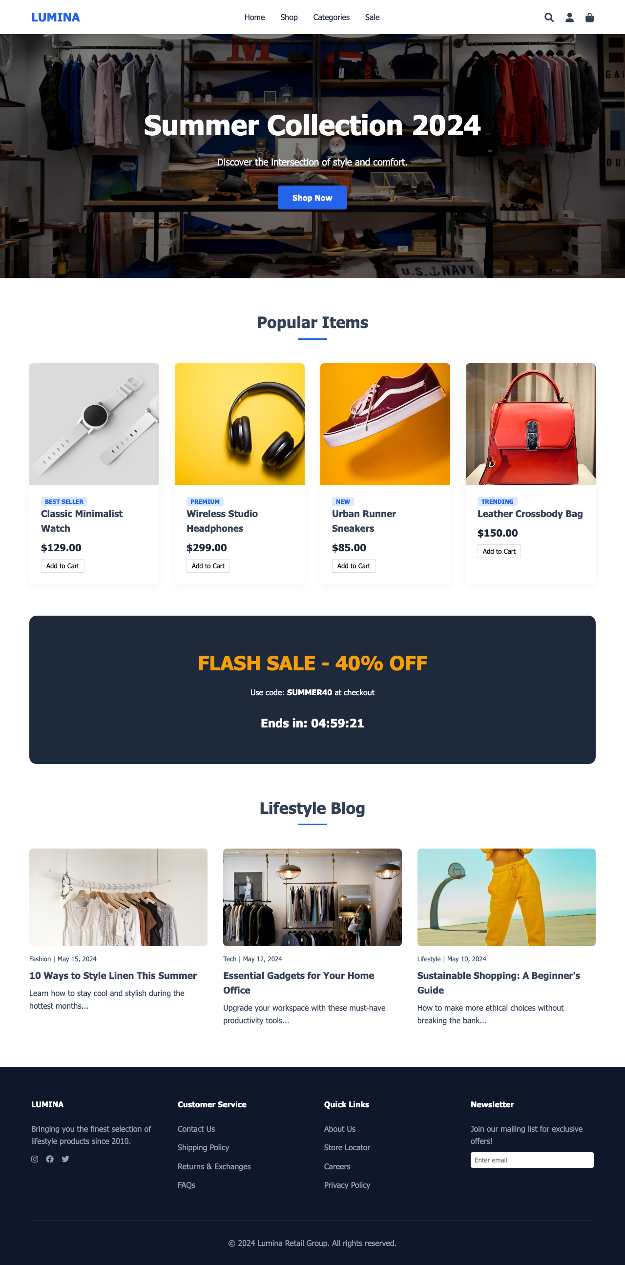 Screenshot sample 16 for shopping-home-page / Gemini 3 Flash Preview