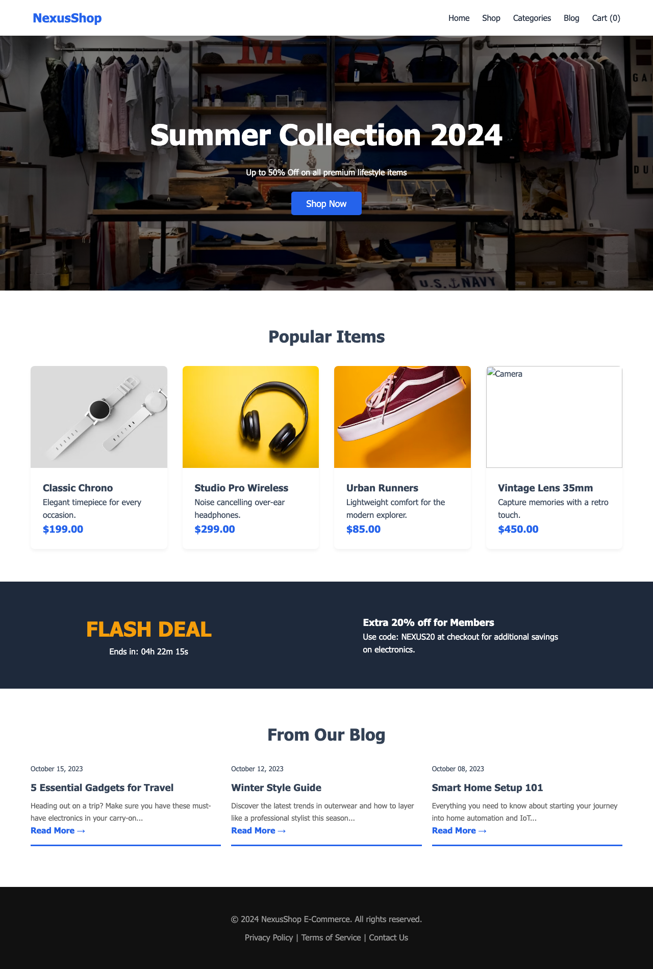 Screenshot sample 21 for shopping-home-page / Gemini 3 Flash Preview