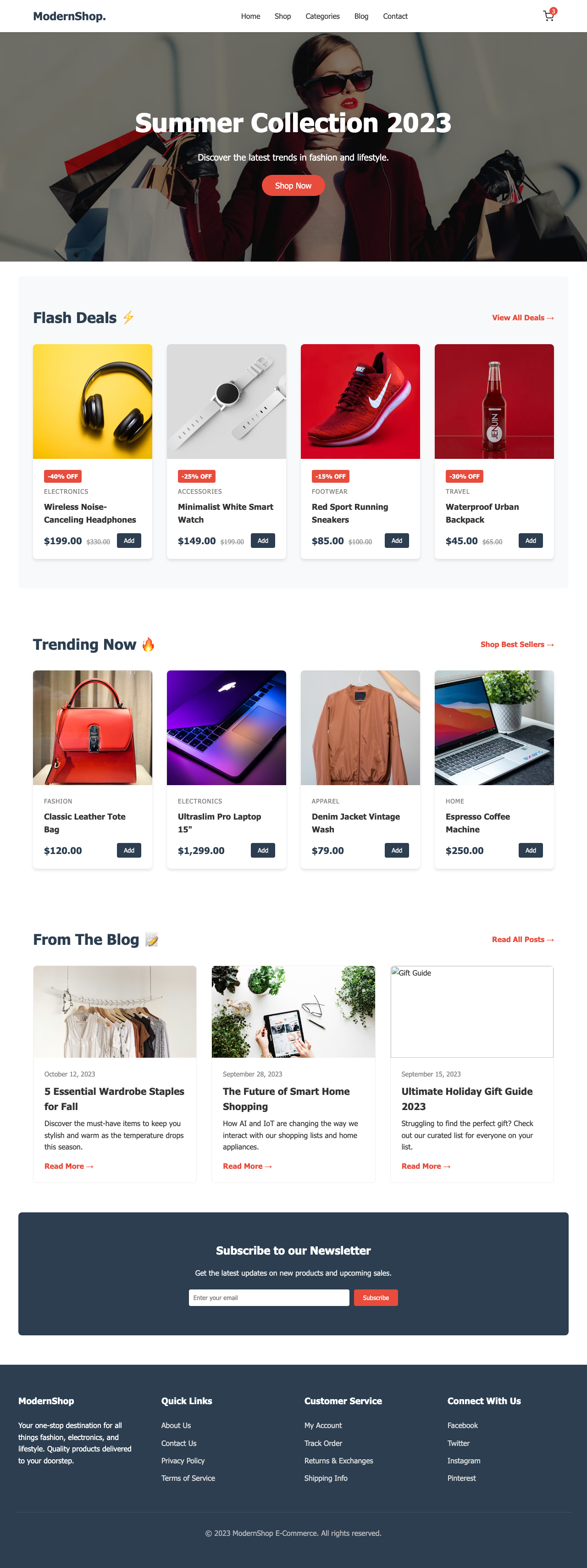Screenshot sample 0 for shopping-home-page / Gemini 3 Pro Preview