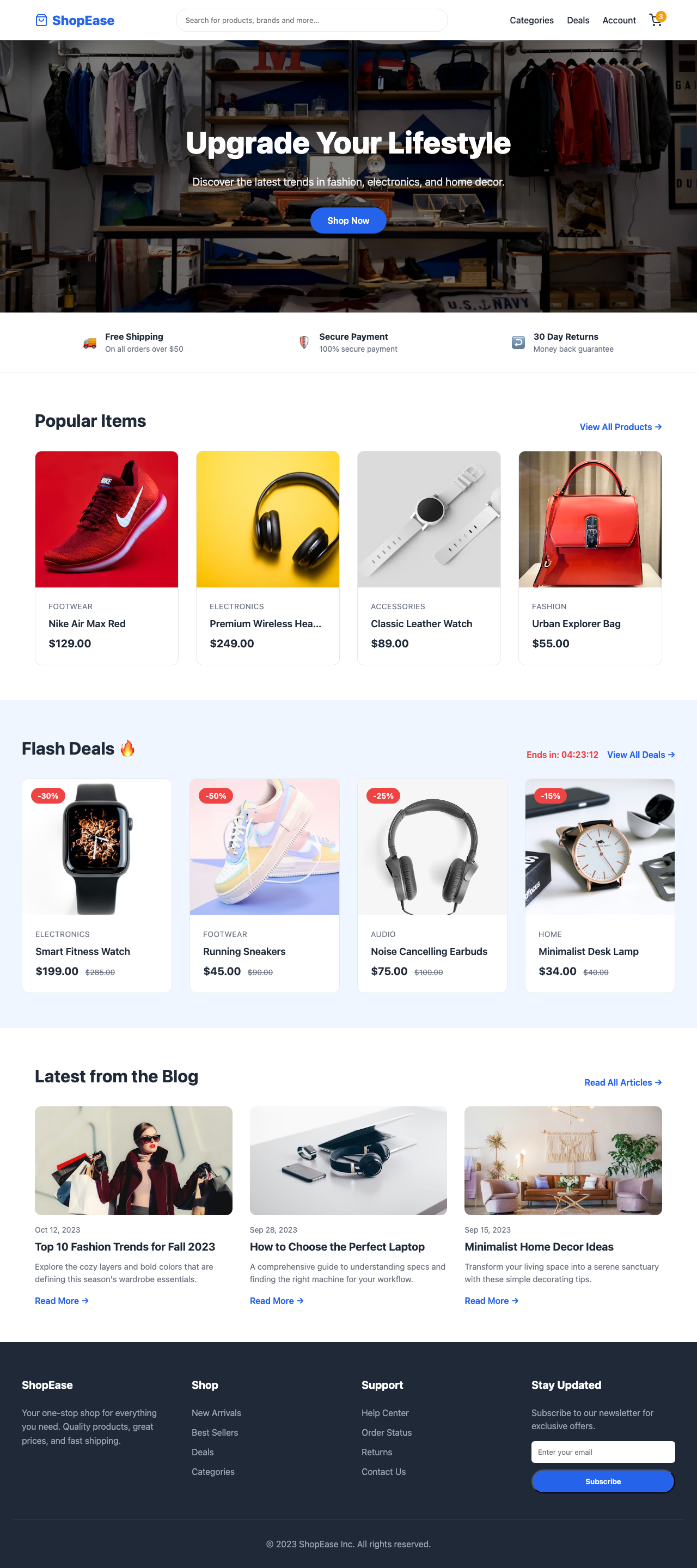 Screenshot sample 12 for shopping-home-page / Gemini 3 Pro Preview