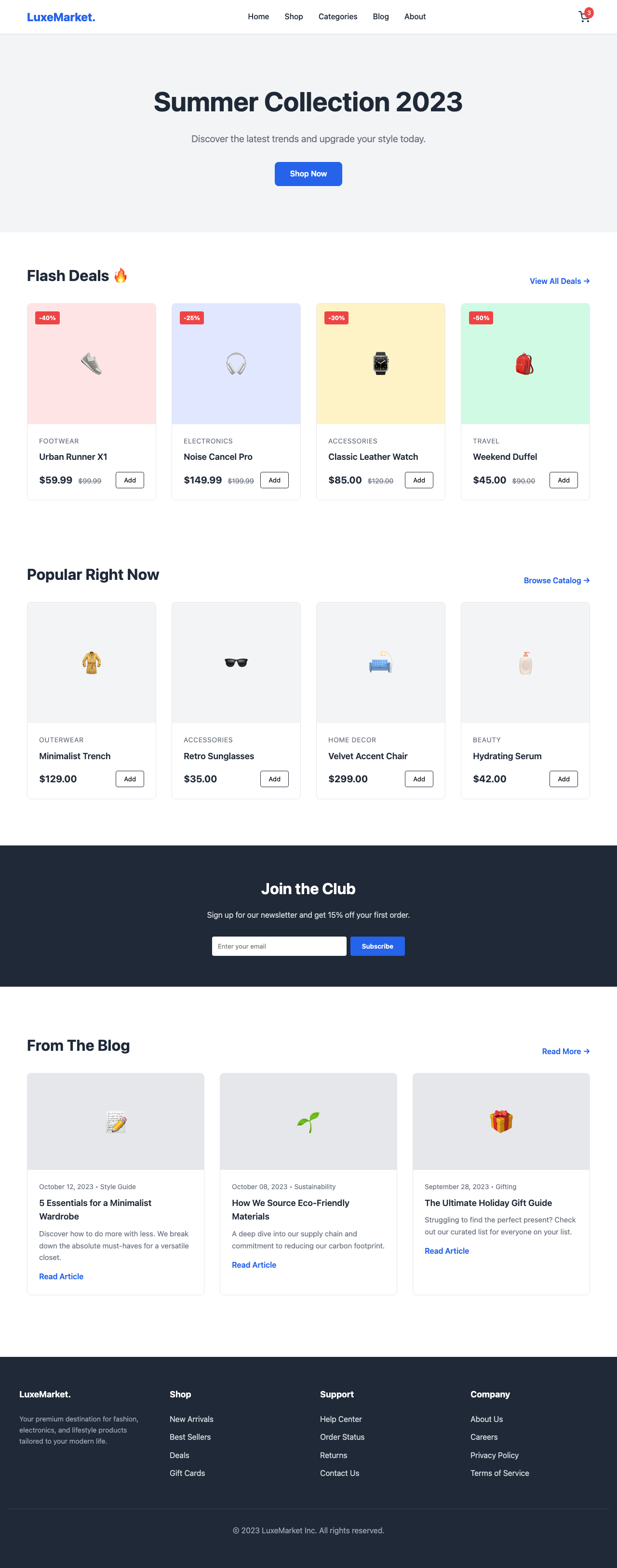 Screenshot sample 14 for shopping-home-page / Gemini 3 Pro Preview