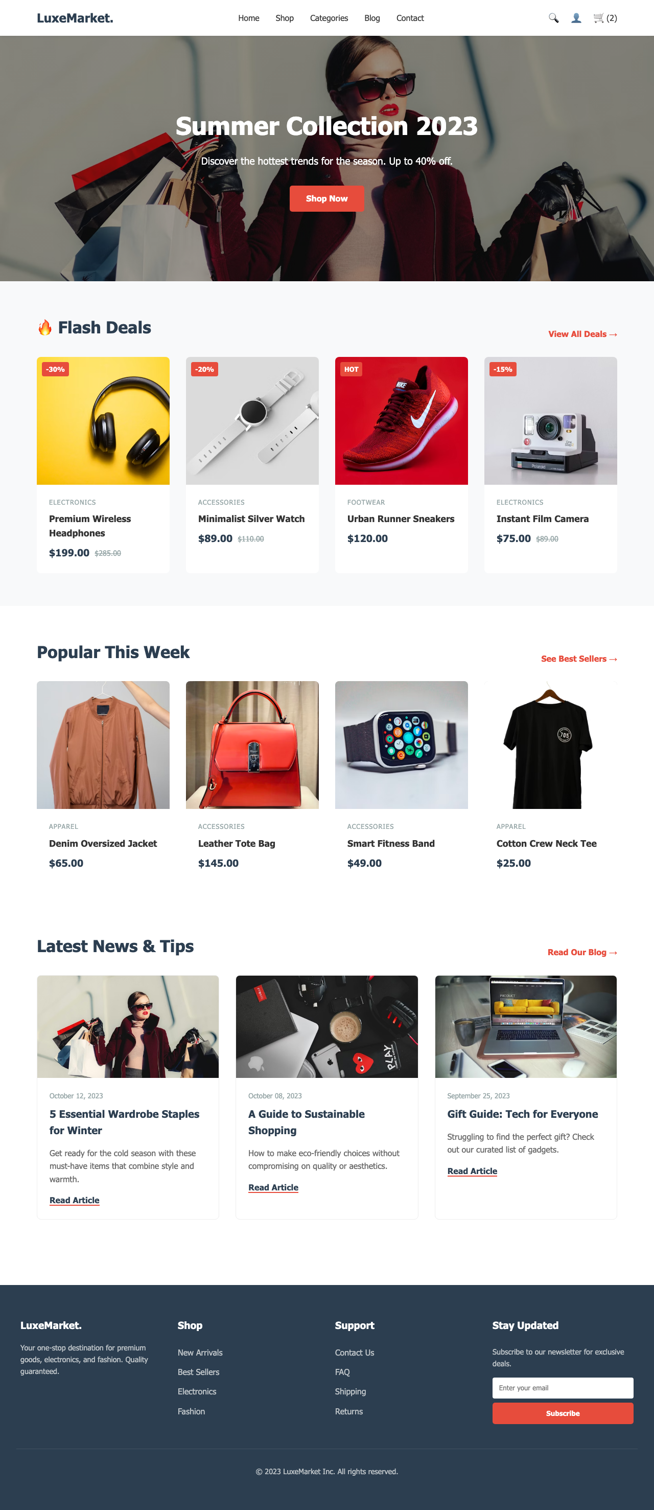 Screenshot sample 16 for shopping-home-page / Gemini 3 Pro Preview