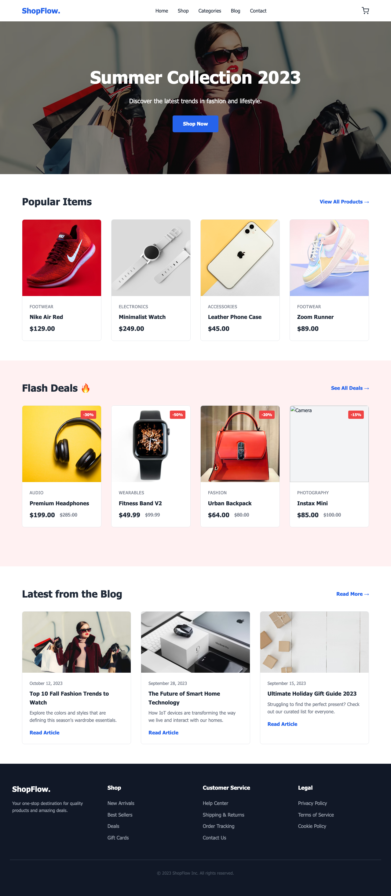 Screenshot sample 17 for shopping-home-page / Gemini 3 Pro Preview