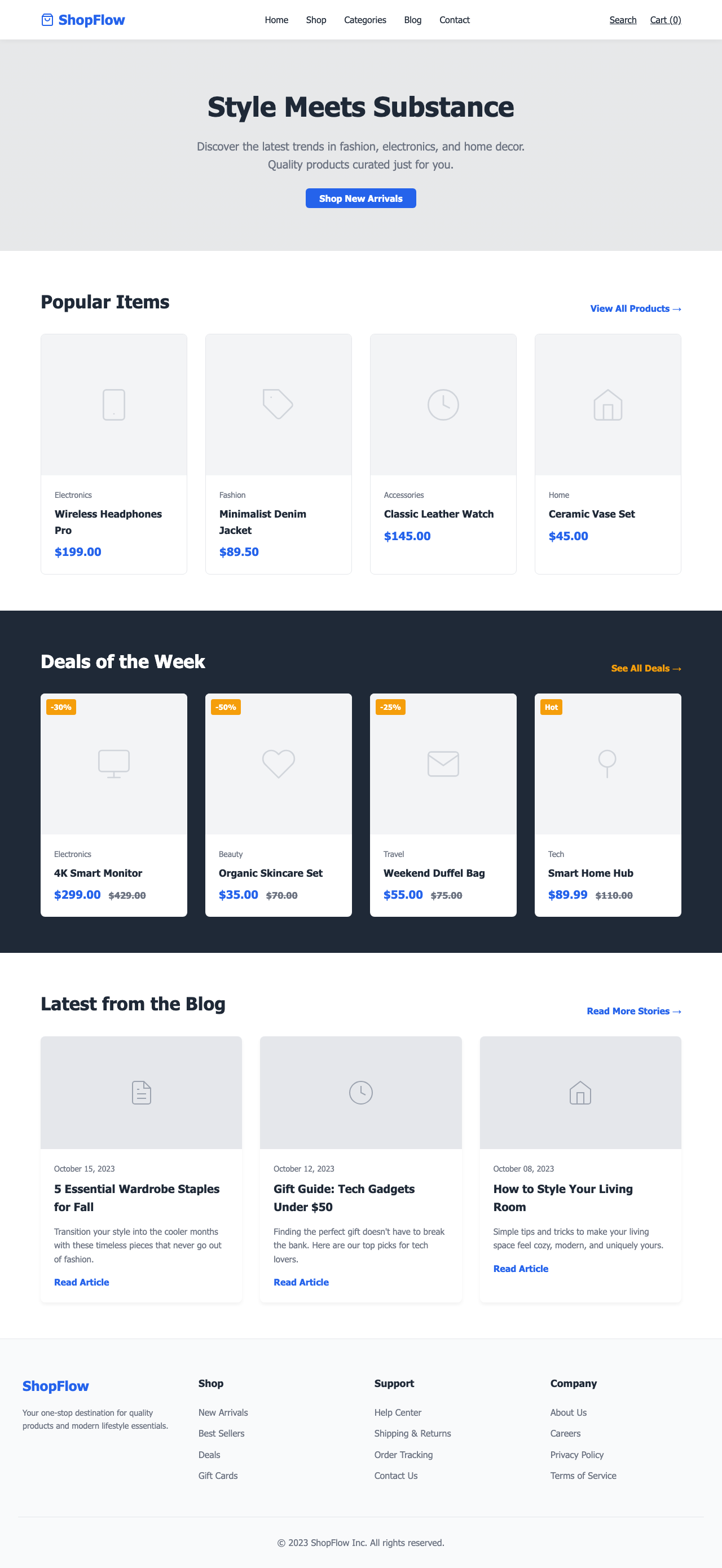 Screenshot sample 18 for shopping-home-page / Gemini 3 Pro Preview