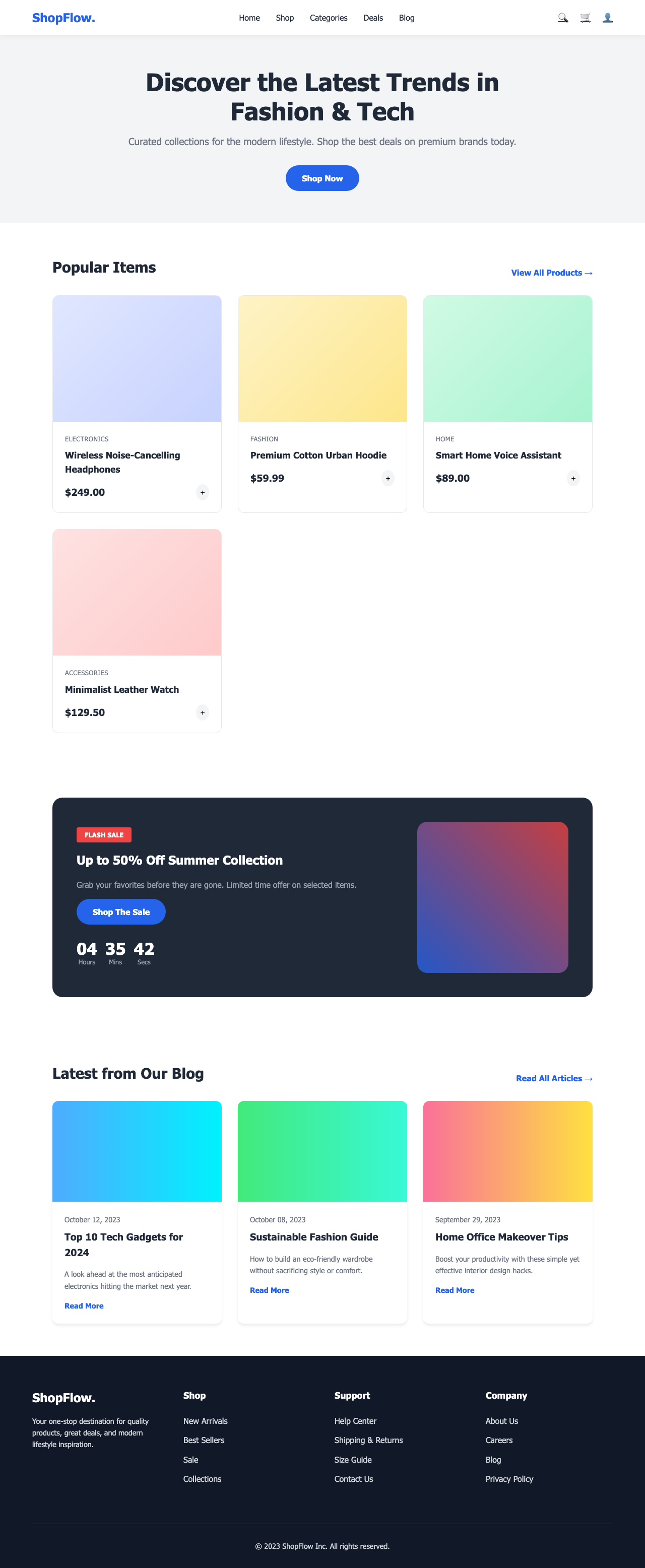 Screenshot sample 19 for shopping-home-page / Gemini 3 Pro Preview