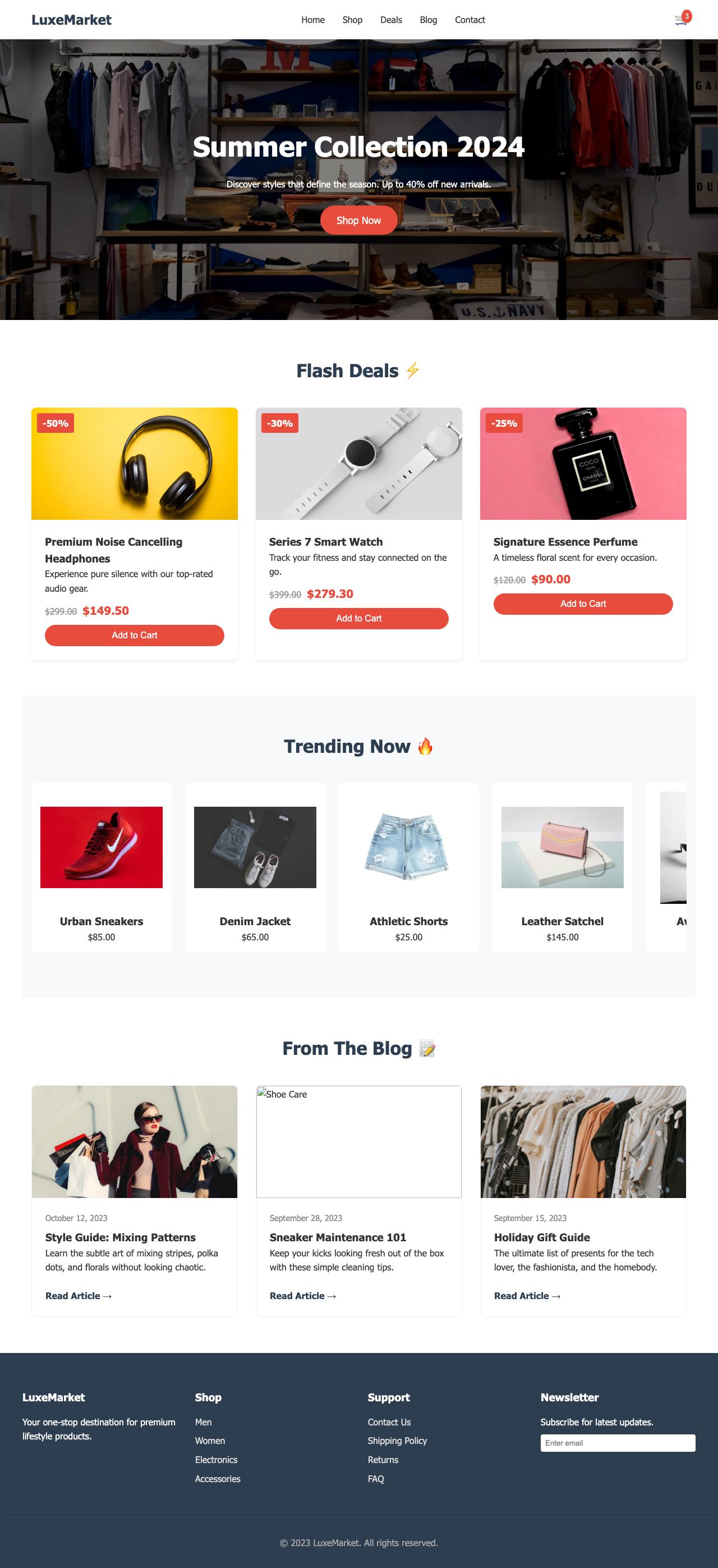 Screenshot sample 2 for shopping-home-page / Gemini 3 Pro Preview