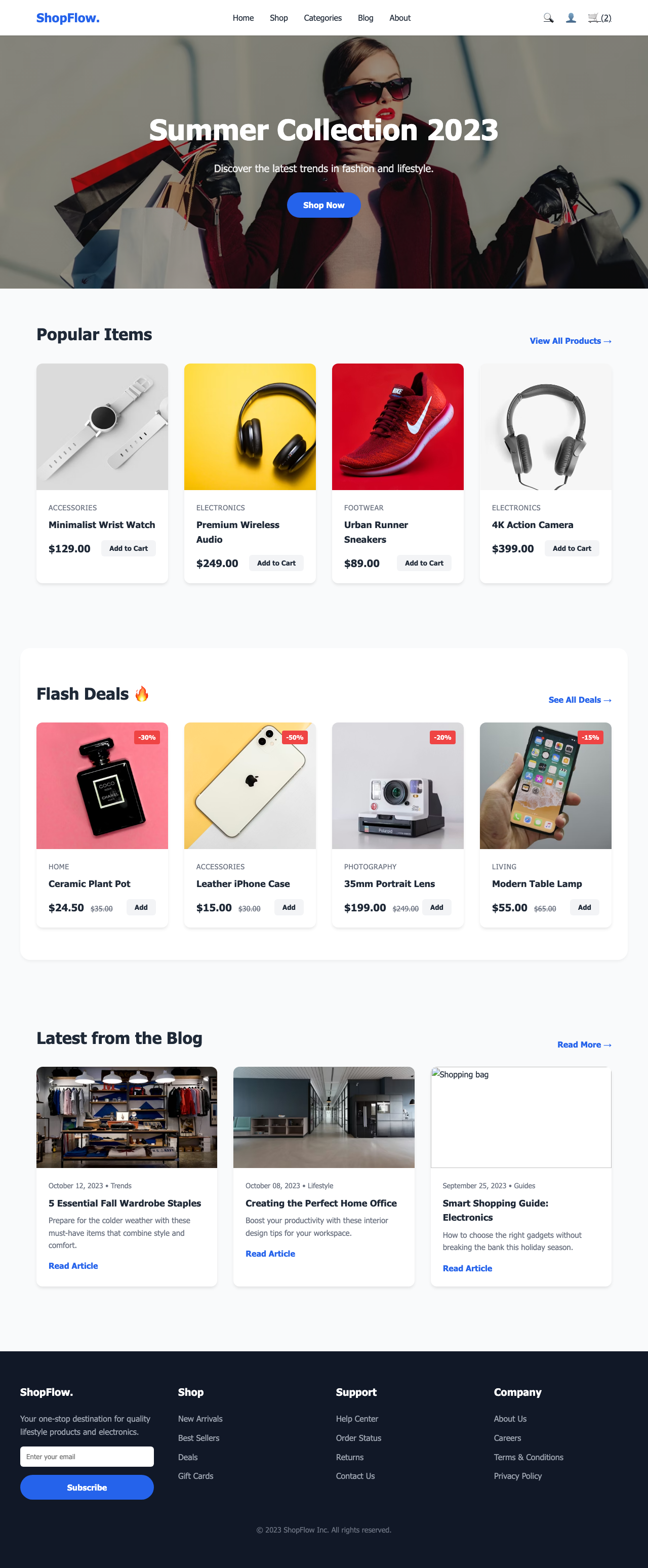 Screenshot sample 24 for shopping-home-page / Gemini 3 Pro Preview