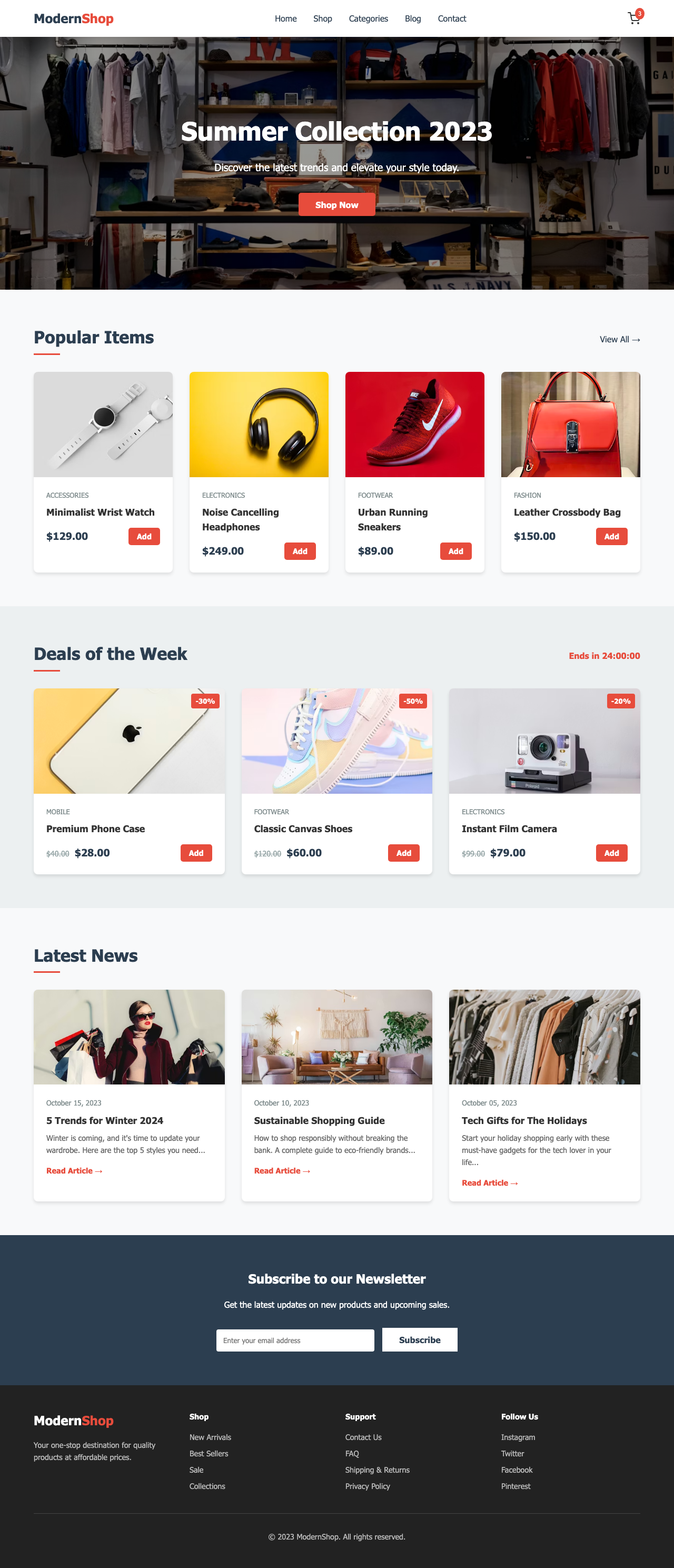 Screenshot sample 5 for shopping-home-page / Gemini 3 Pro Preview