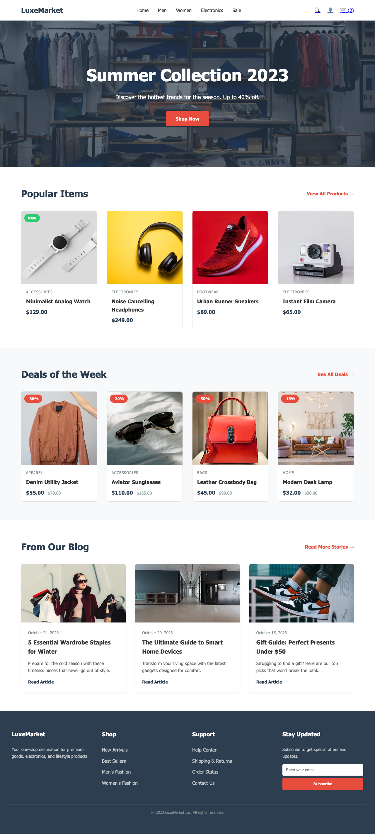 Screenshot sample 6 for shopping-home-page / Gemini 3 Pro Preview