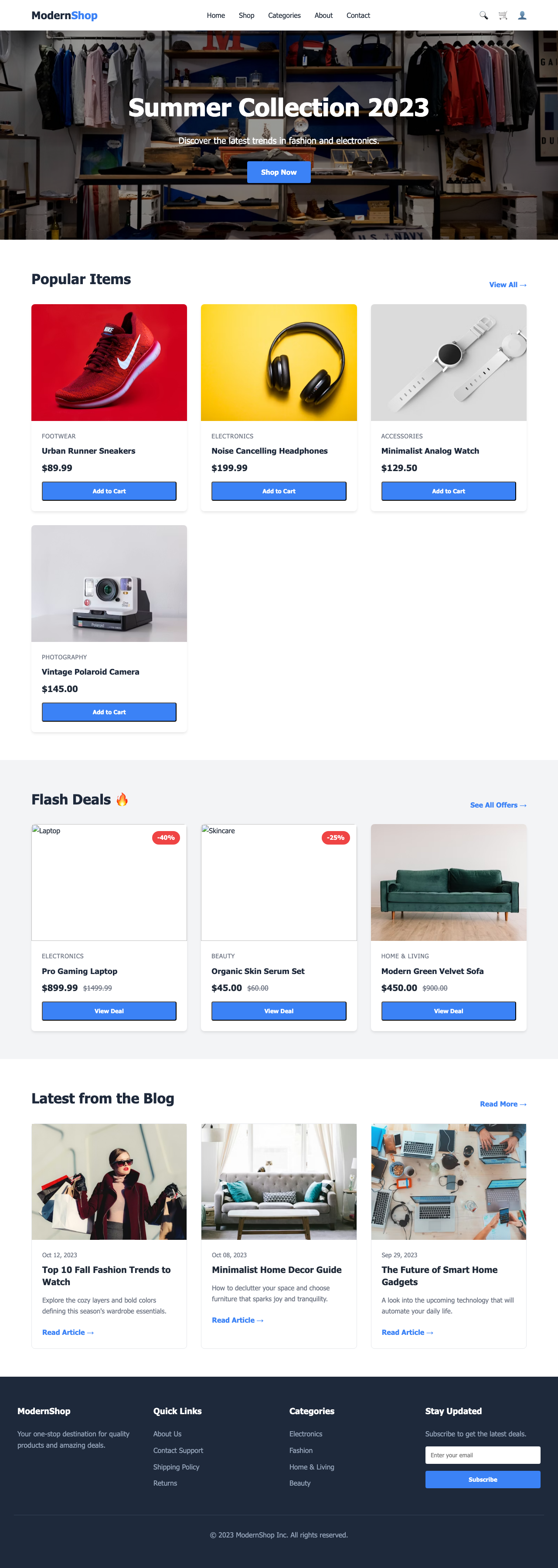 Screenshot sample 7 for shopping-home-page / Gemini 3 Pro Preview