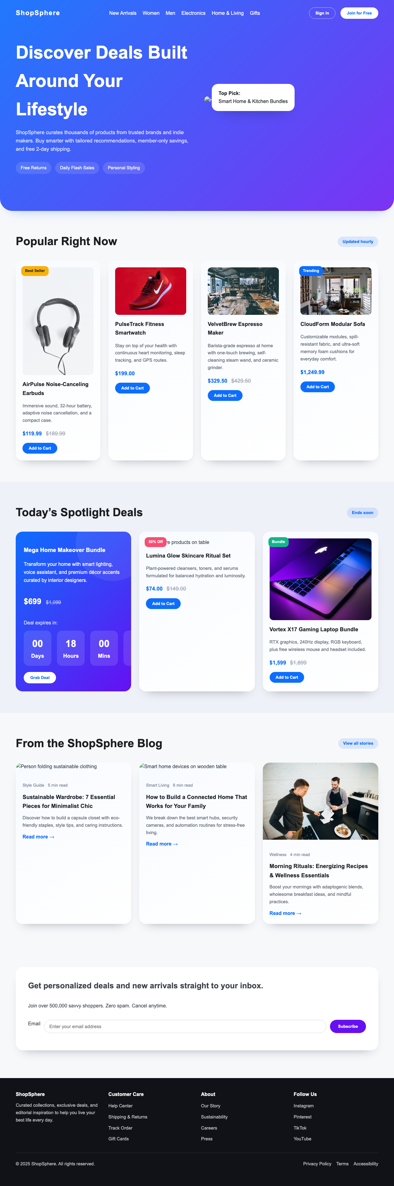 Screenshot sample 0 for shopping-home-page / GPT-5 Codex