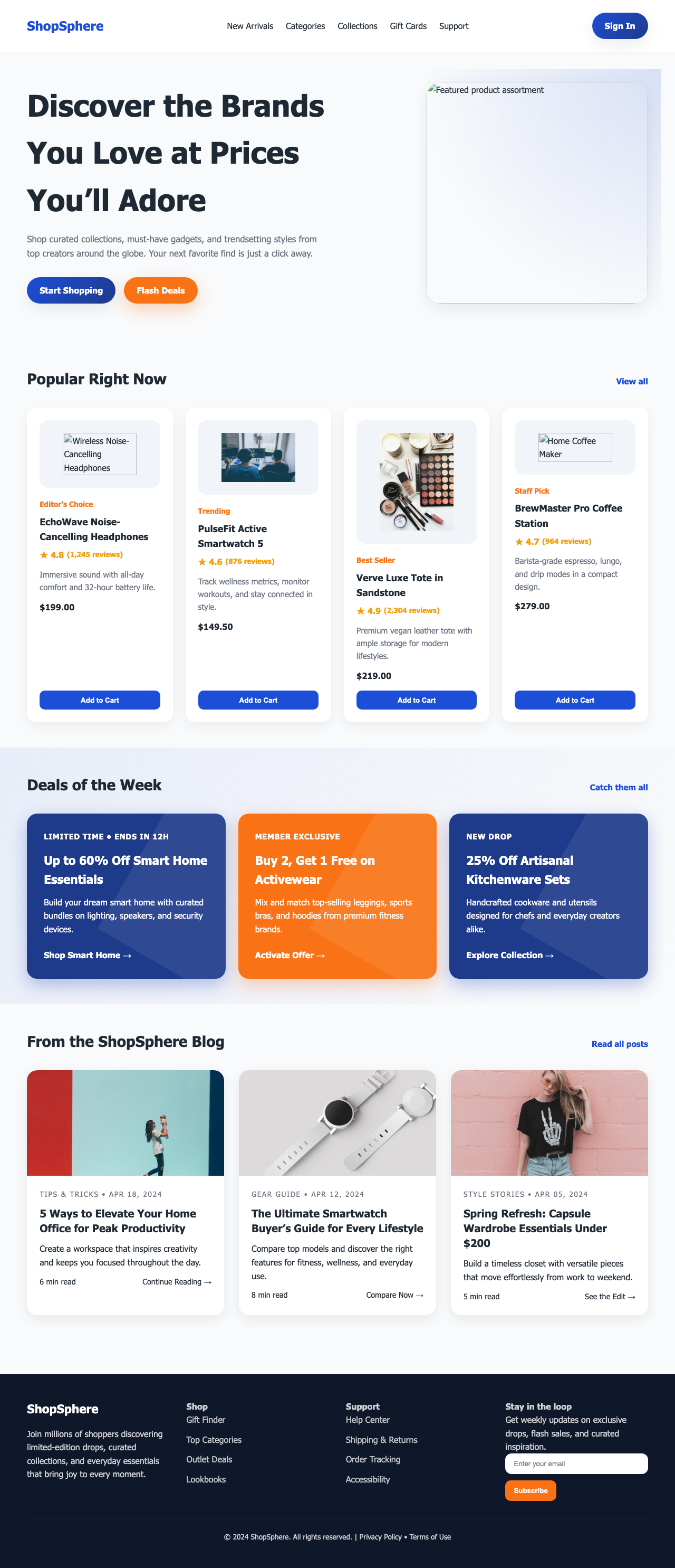 Screenshot sample 10 for shopping-home-page / GPT-5 Codex
