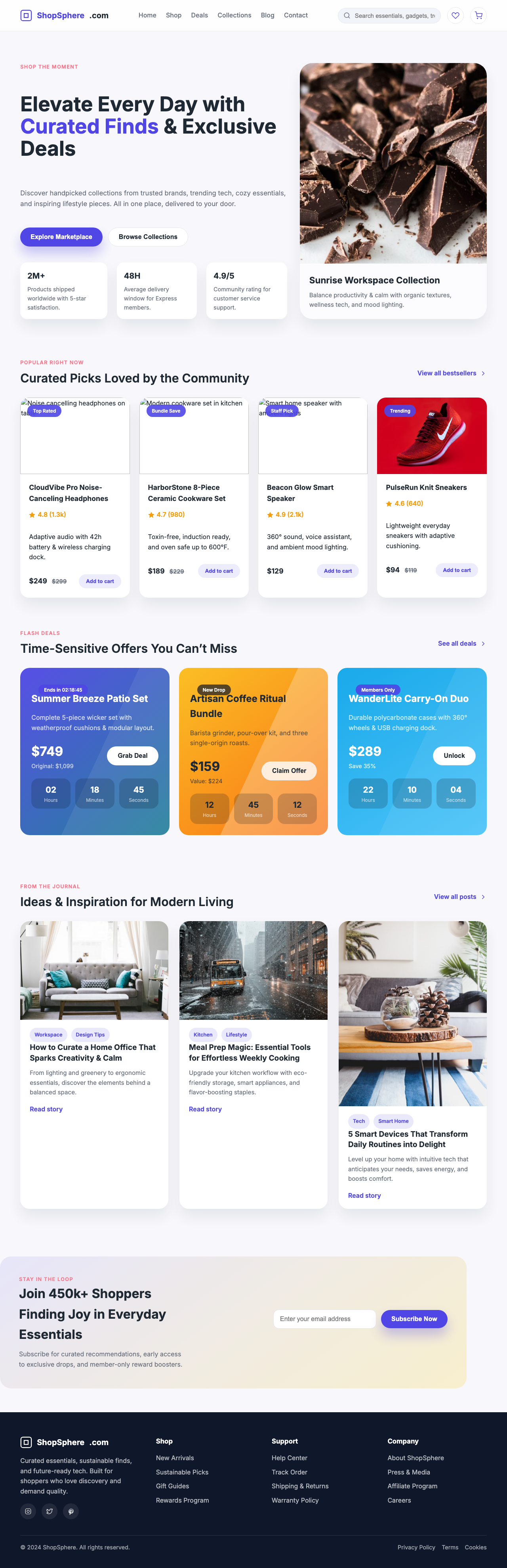 Screenshot sample 13 for shopping-home-page / GPT-5 Codex