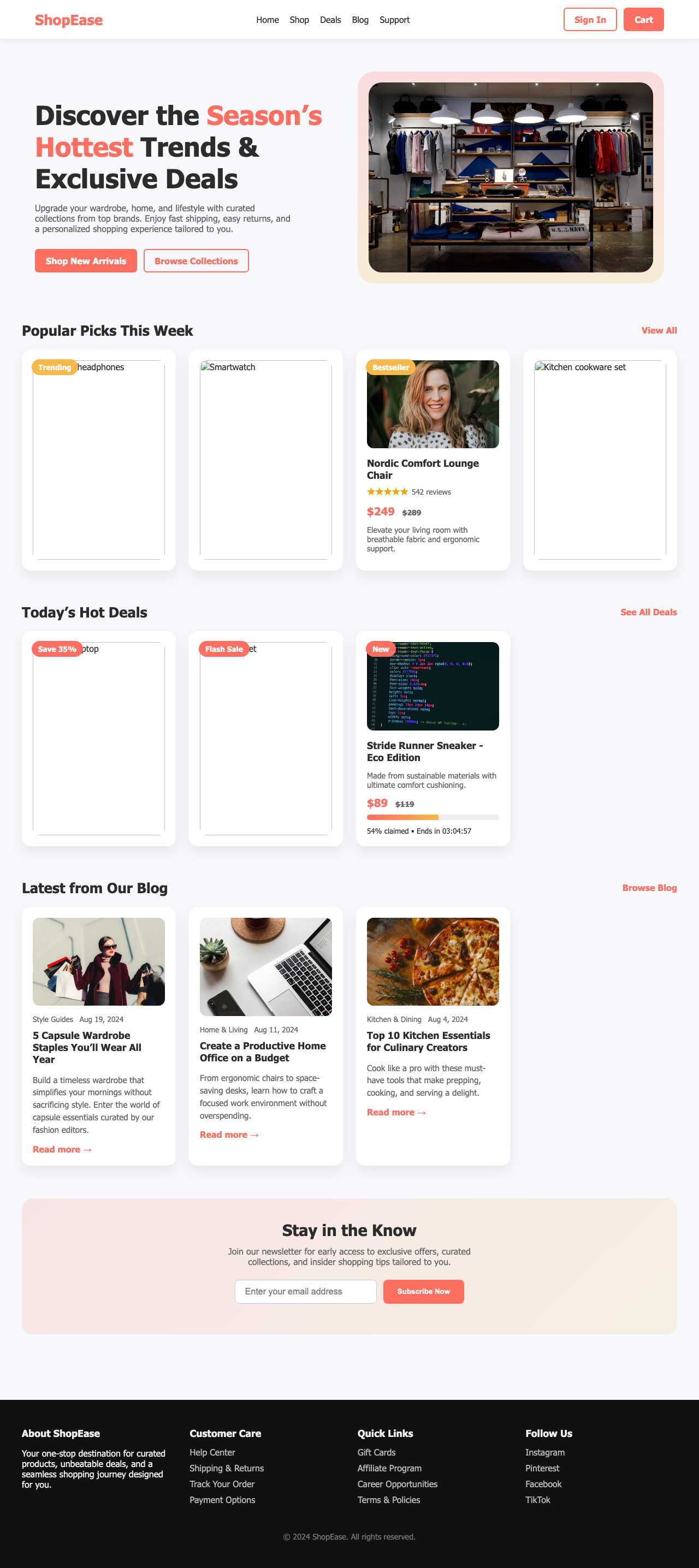 Screenshot sample 15 for shopping-home-page / GPT-5 Codex