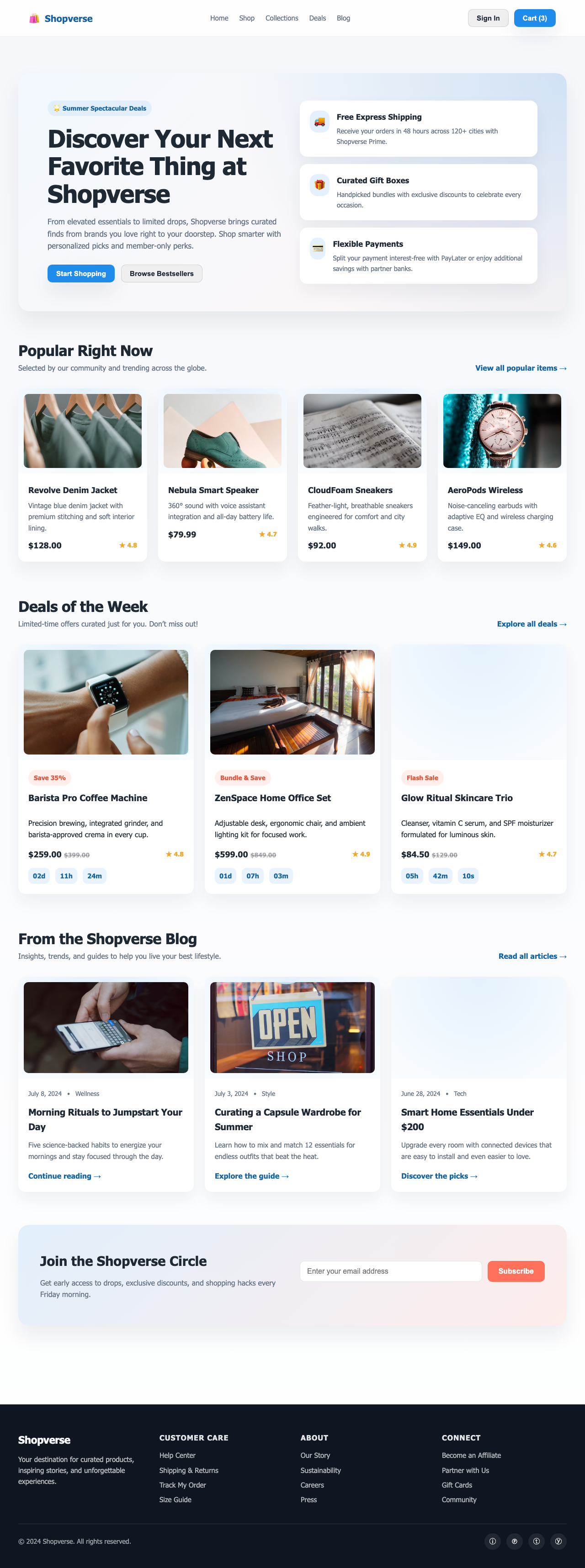 Screenshot sample 17 for shopping-home-page / GPT-5 Codex