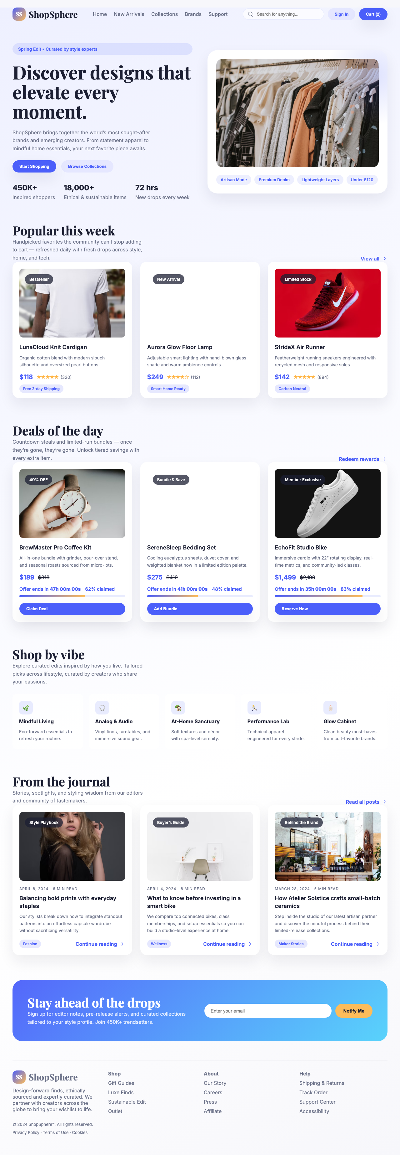 Screenshot sample 2 for shopping-home-page / GPT-5 Codex