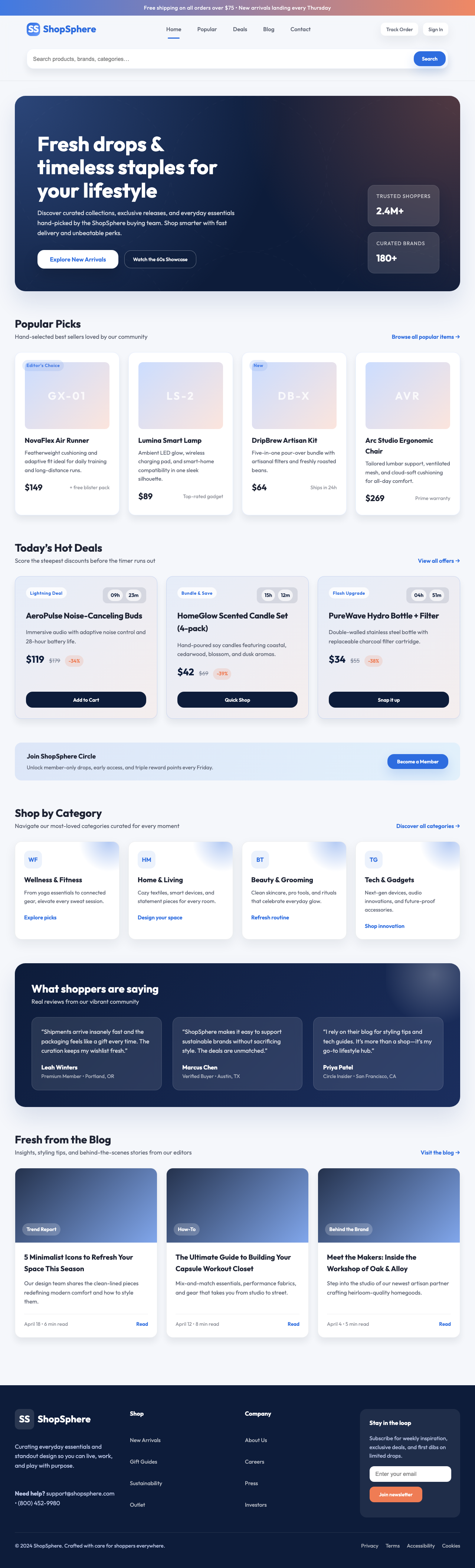 Screenshot sample 3 for shopping-home-page / GPT-5 Codex