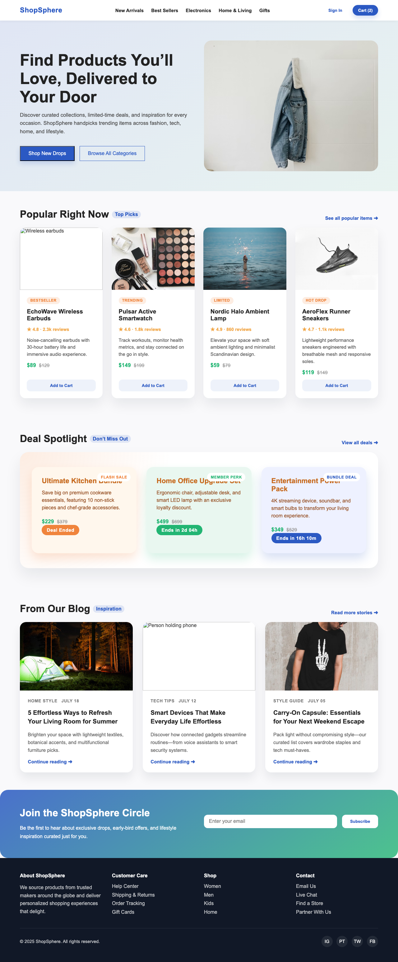 Screenshot sample 57 for shopping-home-page / GPT-5 Codex