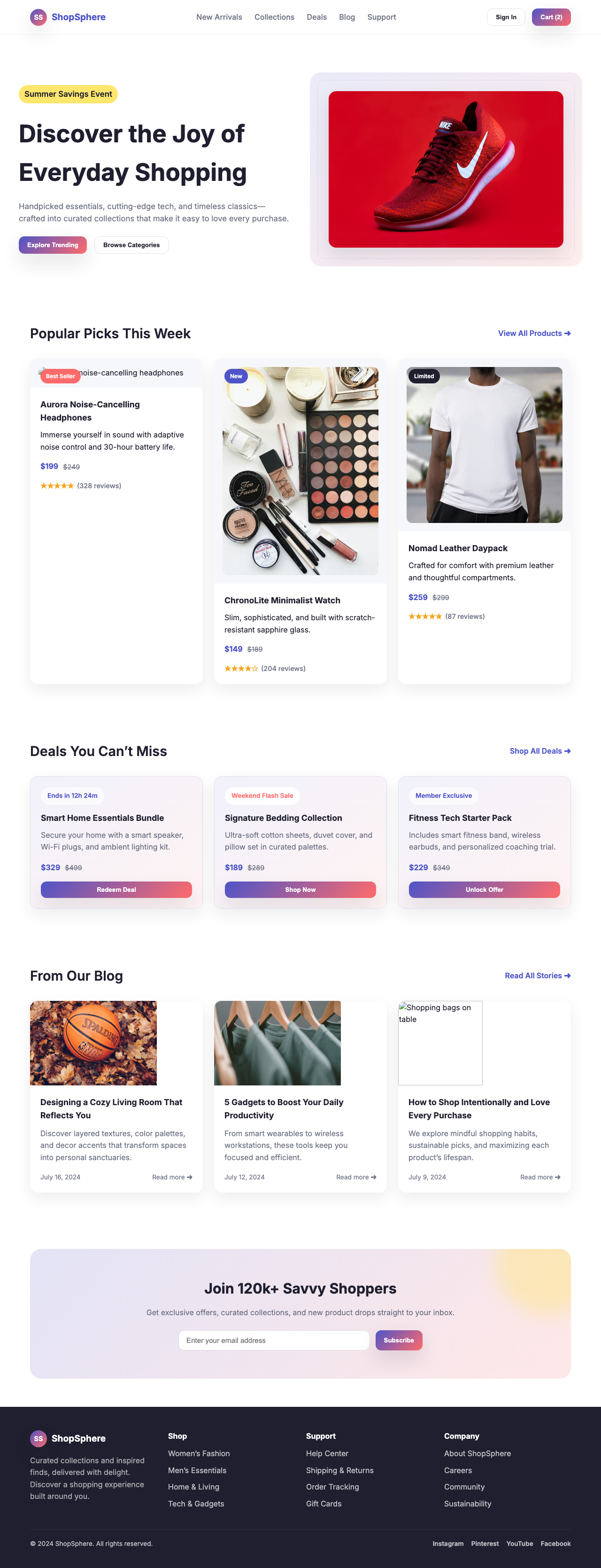 Screenshot sample 67 for shopping-home-page / GPT-5 Codex