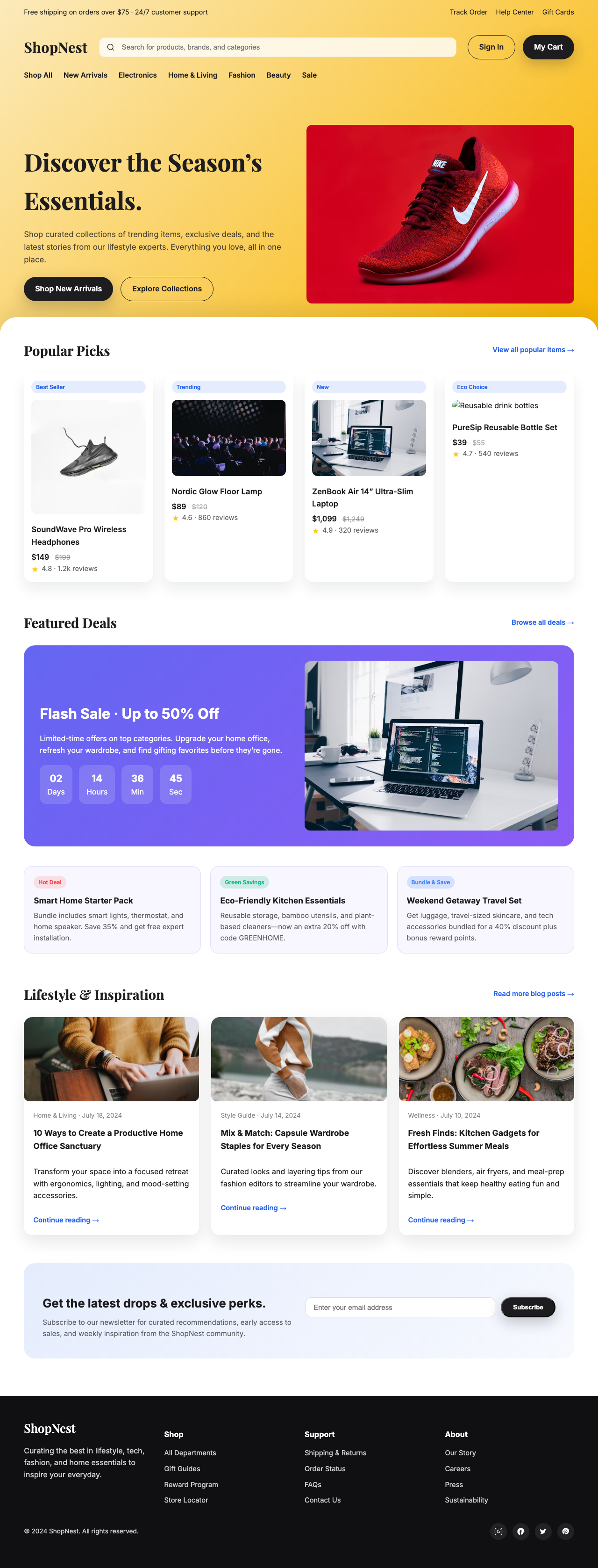 Screenshot sample 85 for shopping-home-page / GPT-5 Codex