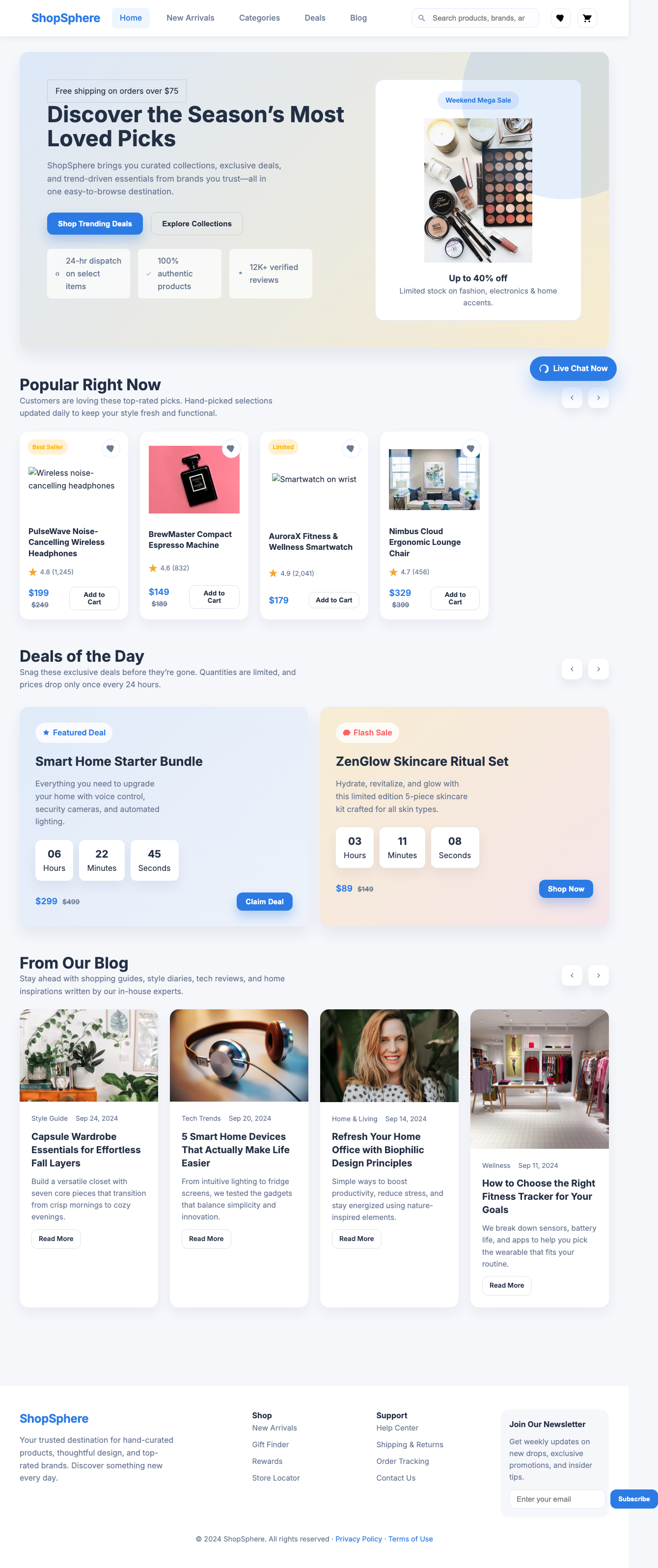 Screenshot sample 86 for shopping-home-page / GPT-5 Codex