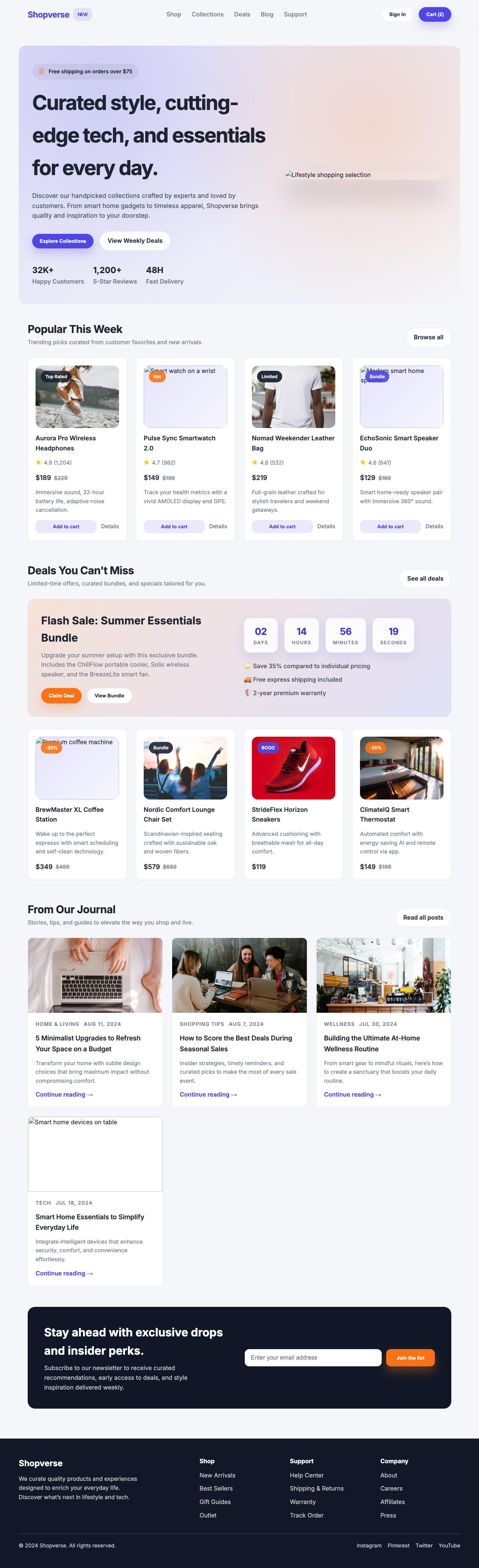 Screenshot sample 9 for shopping-home-page / GPT-5 Codex