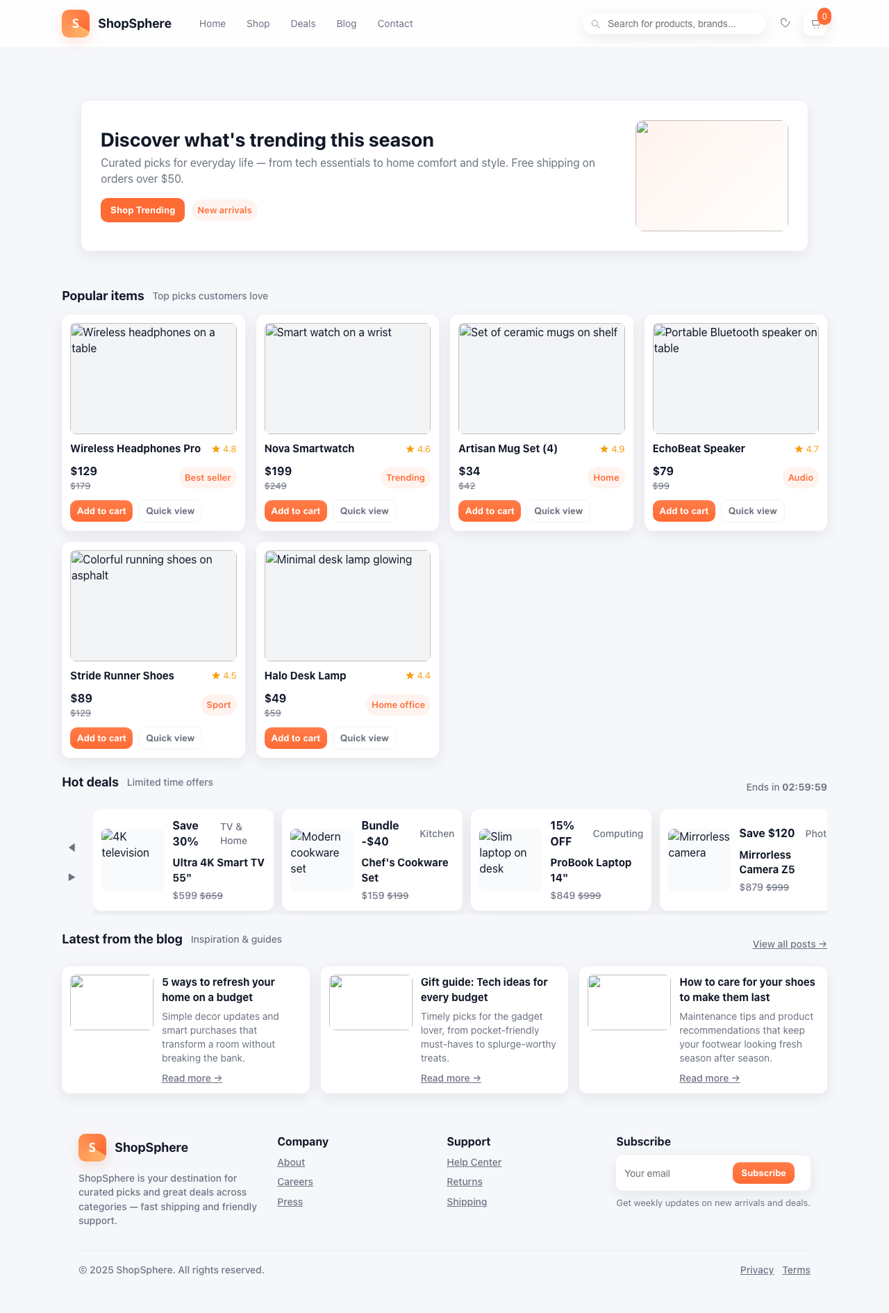Screenshot sample 0 for shopping-home-page / GPT-5 Mini