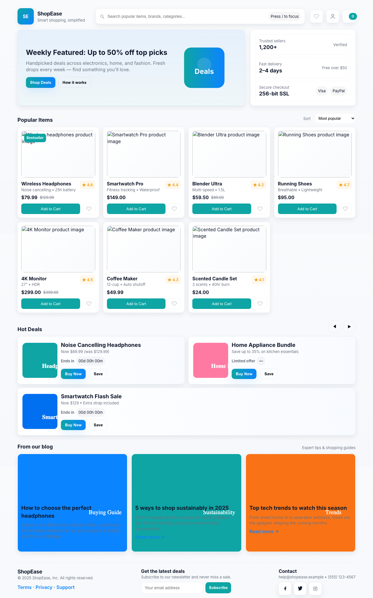 Screenshot sample 1 for shopping-home-page / GPT-5 Mini