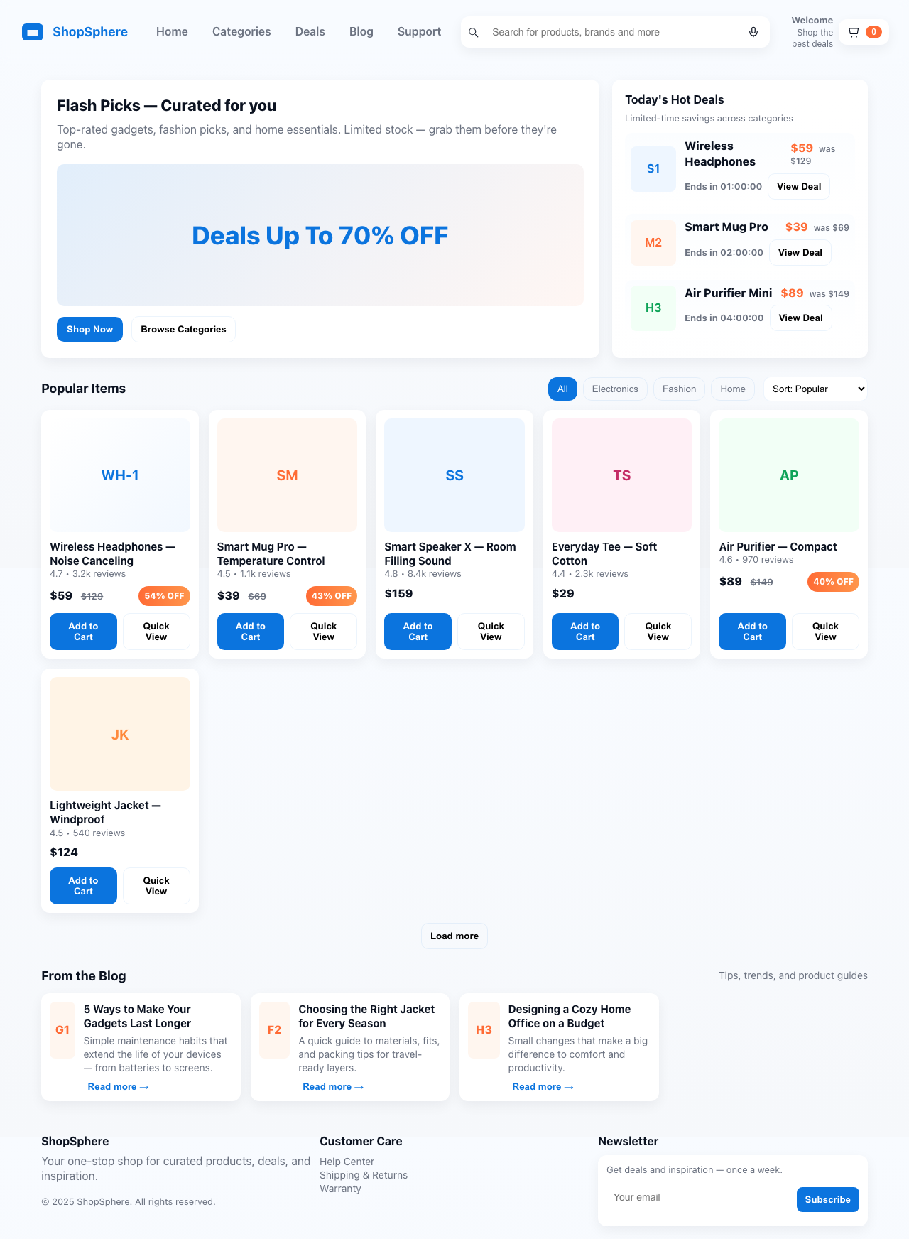 Screenshot sample 11 for shopping-home-page / GPT-5 Mini