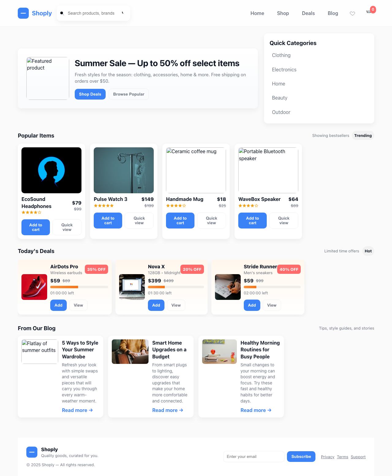 Screenshot sample 13 for shopping-home-page / GPT-5 Mini