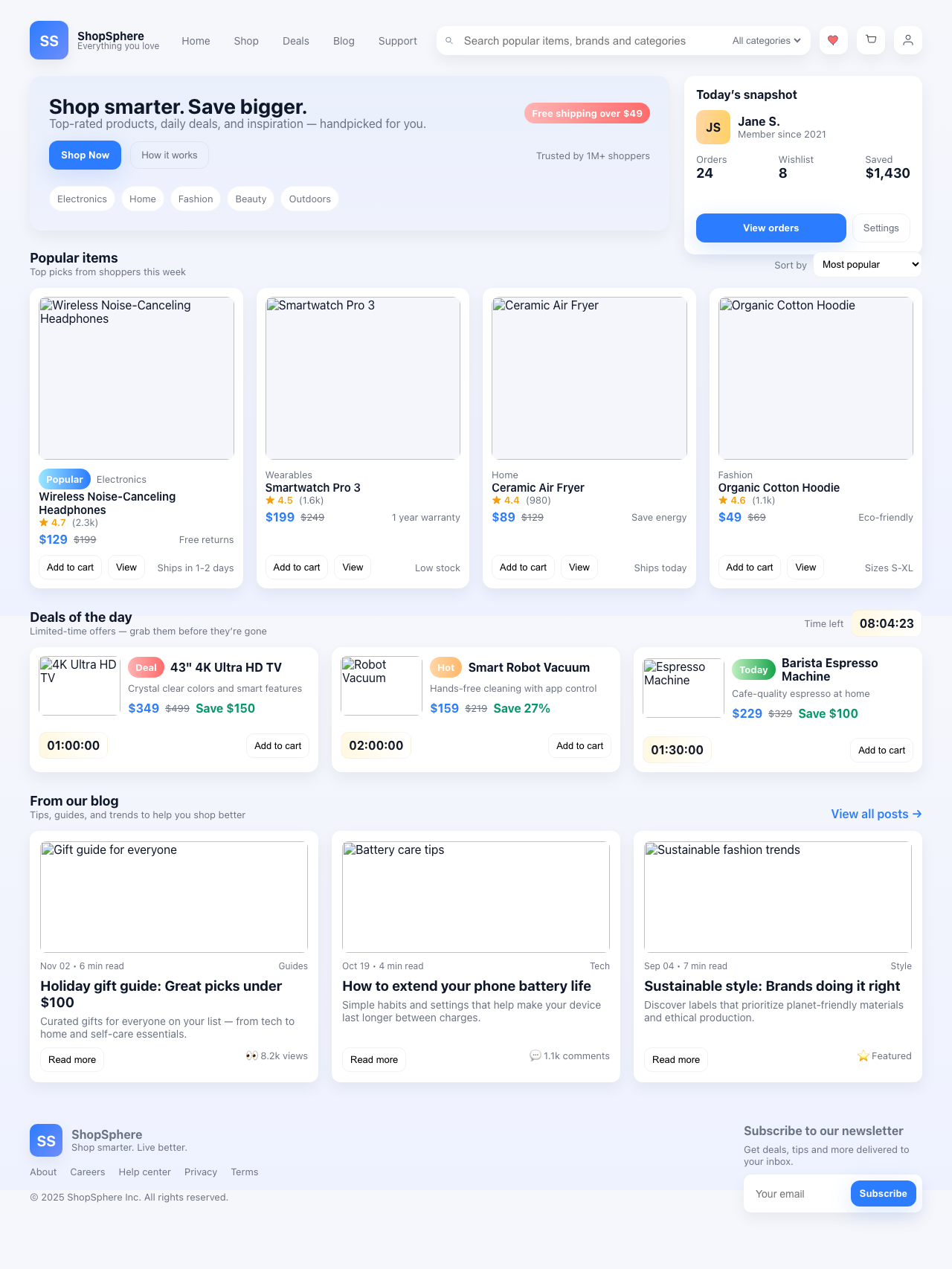 Screenshot sample 14 for shopping-home-page / GPT-5 Mini