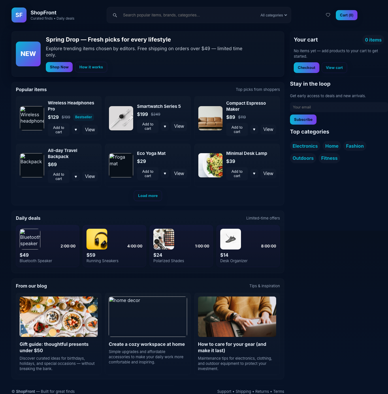 Screenshot sample 16 for shopping-home-page / GPT-5 Mini