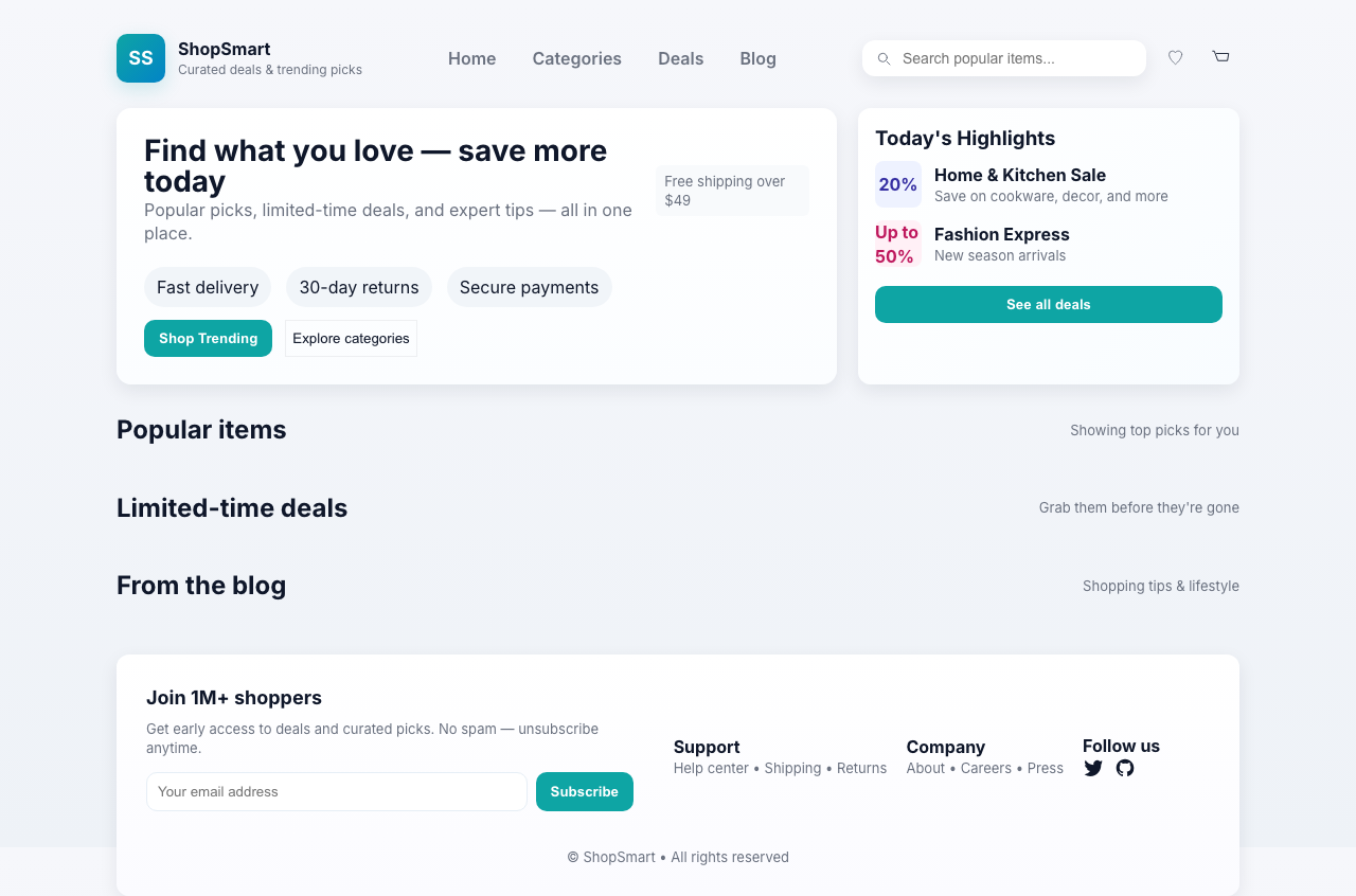 Screenshot sample 20 for shopping-home-page / GPT-5 Mini