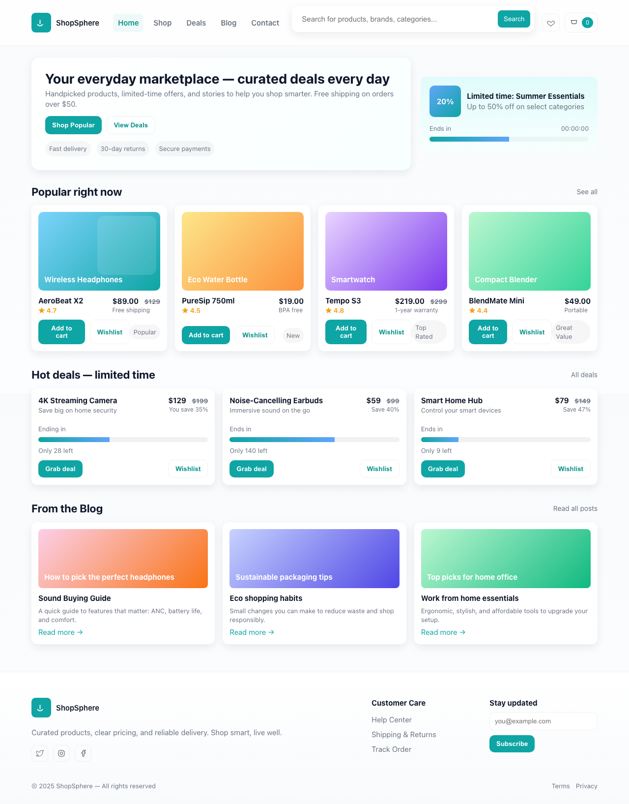 Screenshot sample 21 for shopping-home-page / GPT-5 Mini