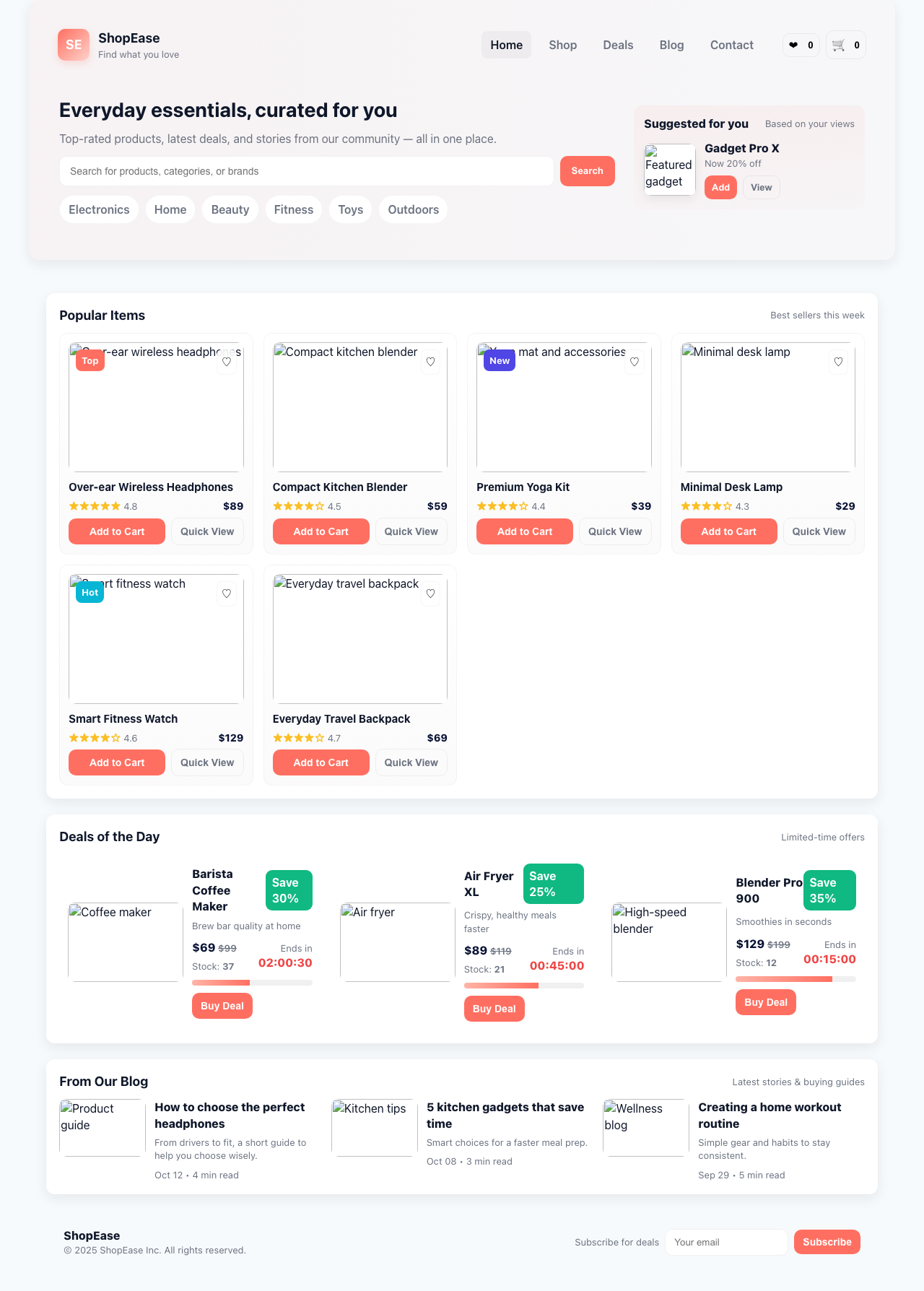Screenshot sample 23 for shopping-home-page / GPT-5 Mini