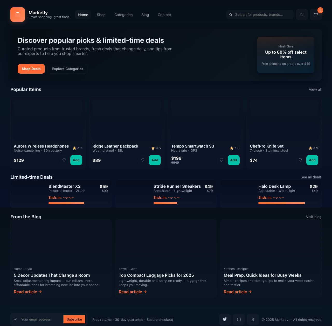 Screenshot sample 25 for shopping-home-page / GPT-5 Mini