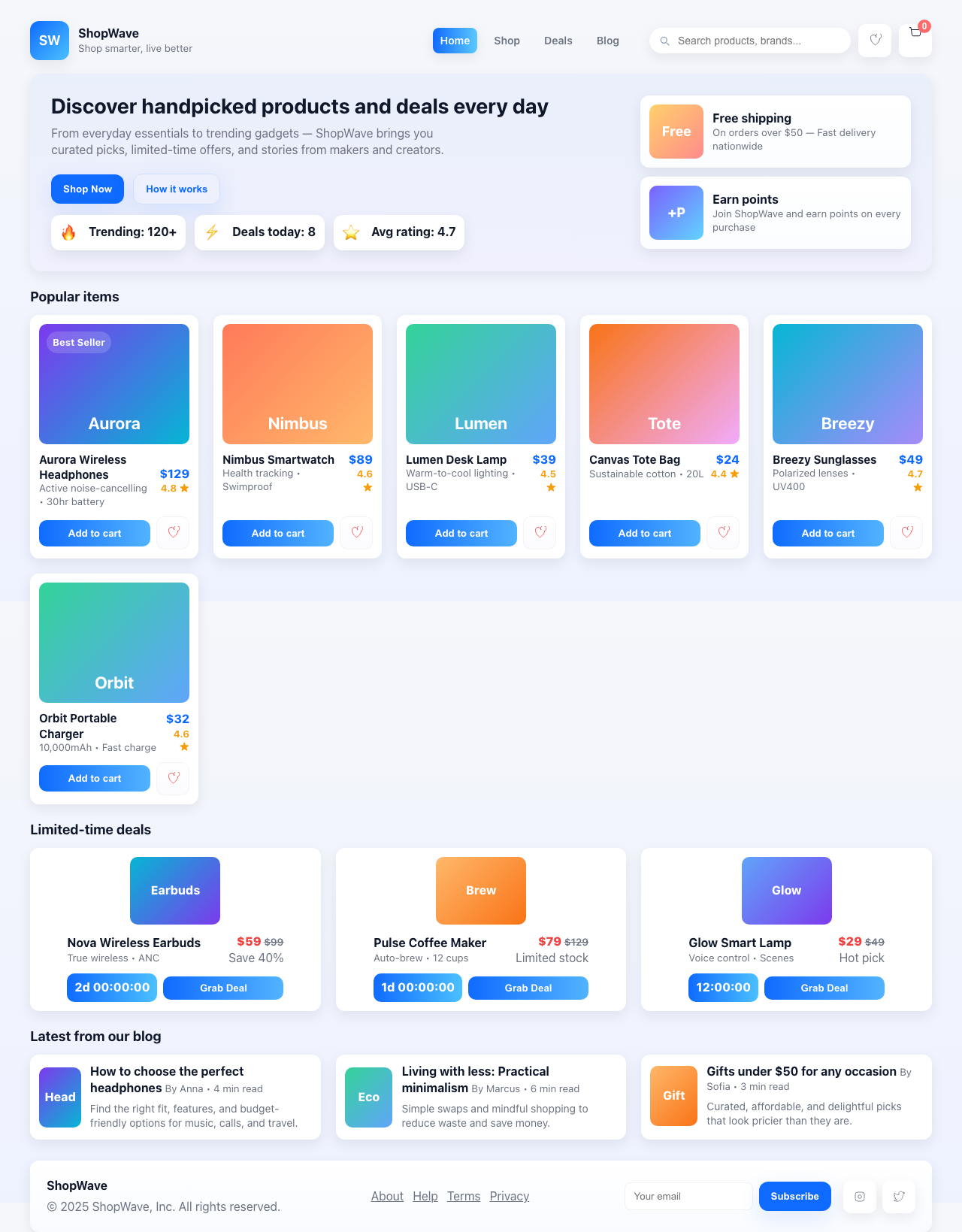 Screenshot sample 27 for shopping-home-page / GPT-5 Mini