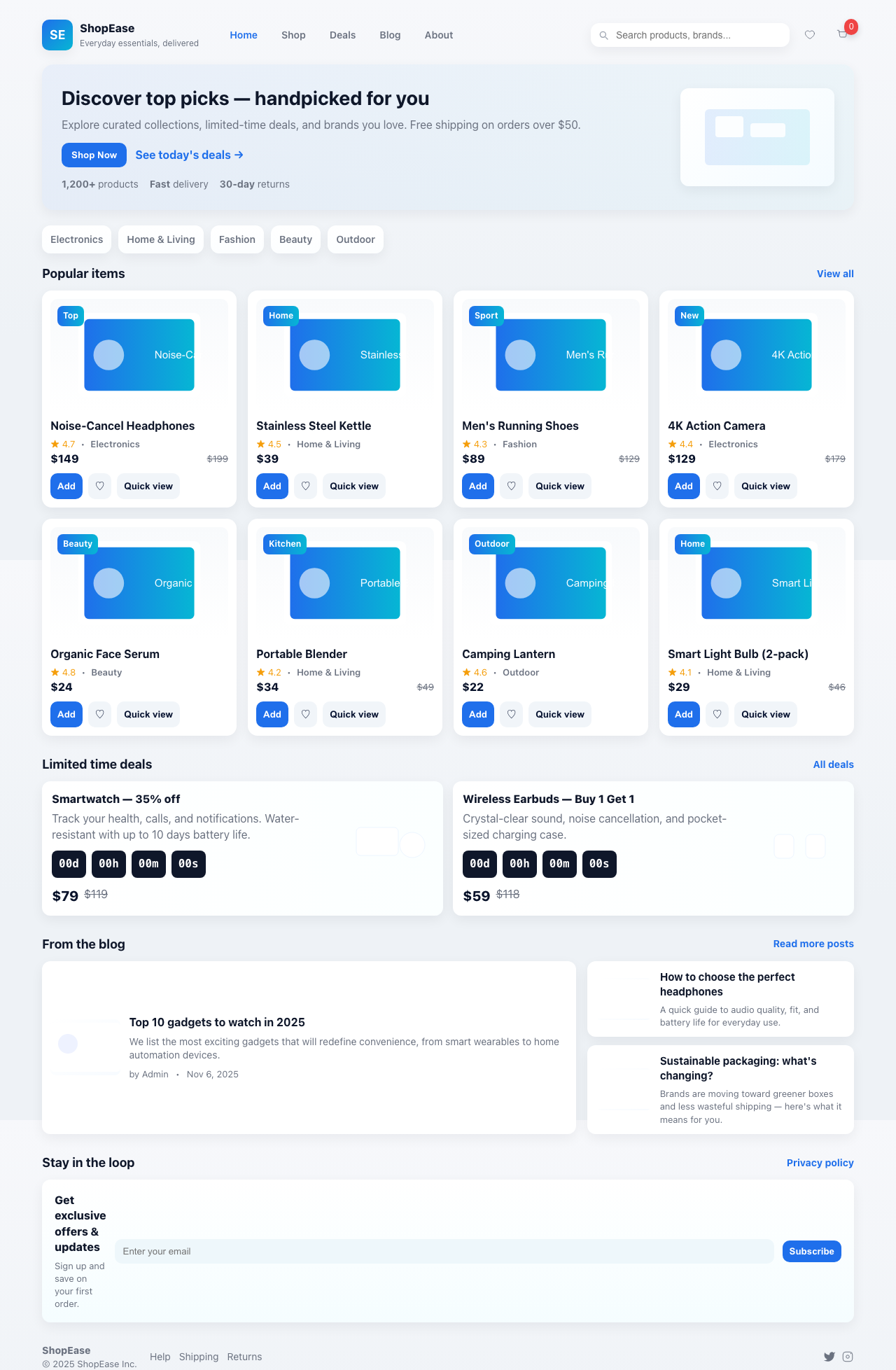 Screenshot sample 30 for shopping-home-page / GPT-5 Mini