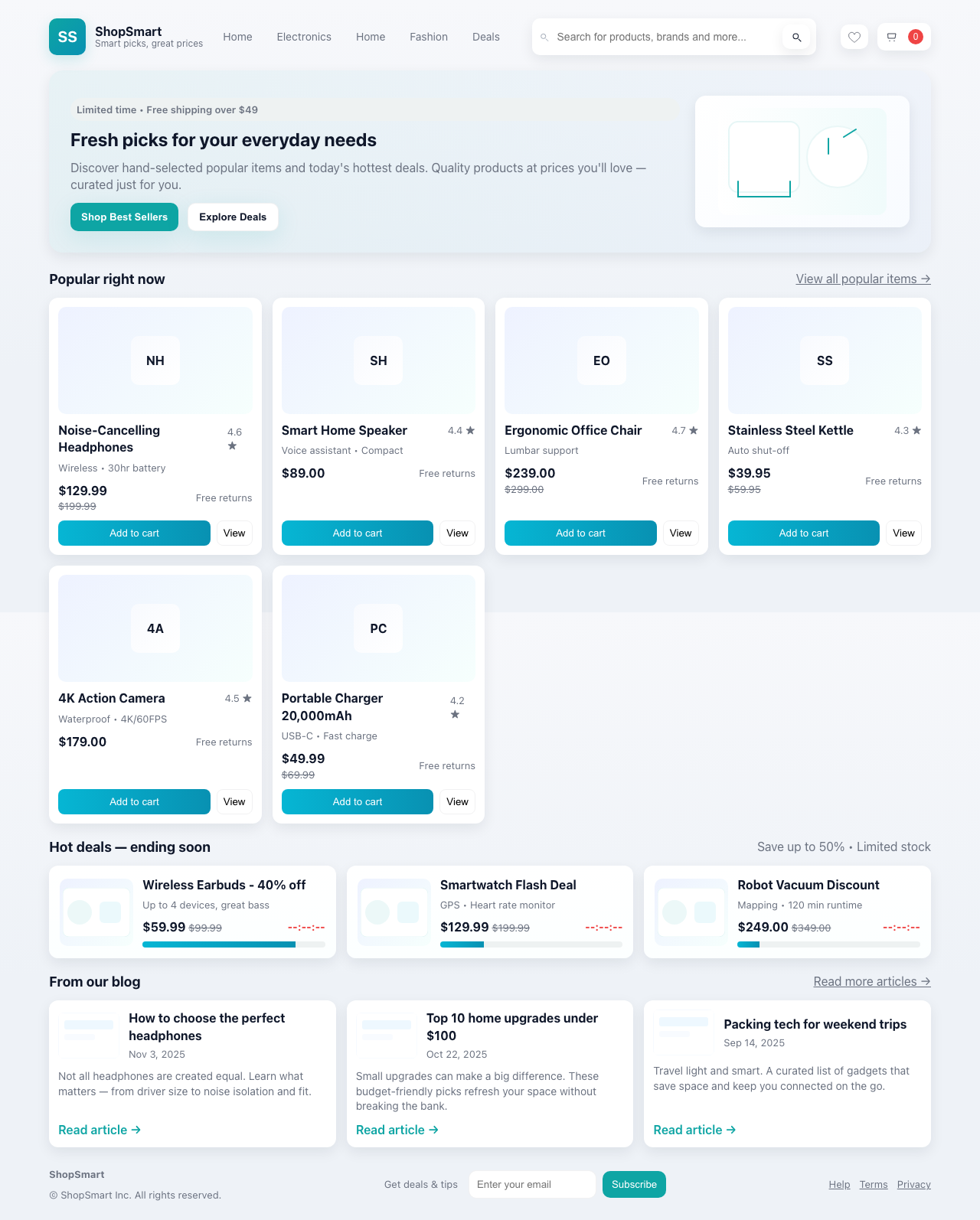 Screenshot sample 31 for shopping-home-page / GPT-5 Mini