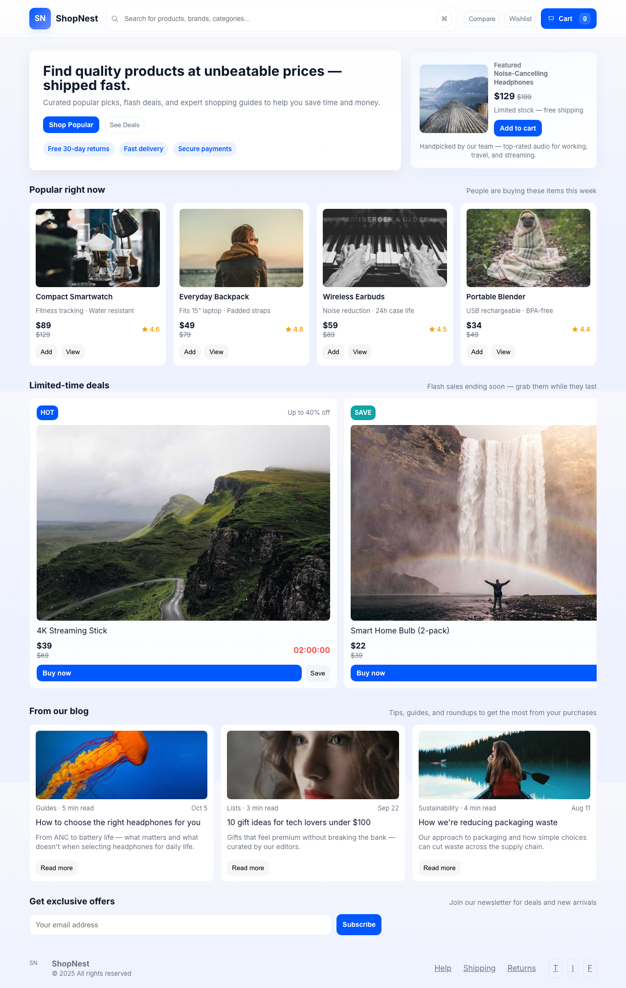 Screenshot sample 36 for shopping-home-page / GPT-5 Mini