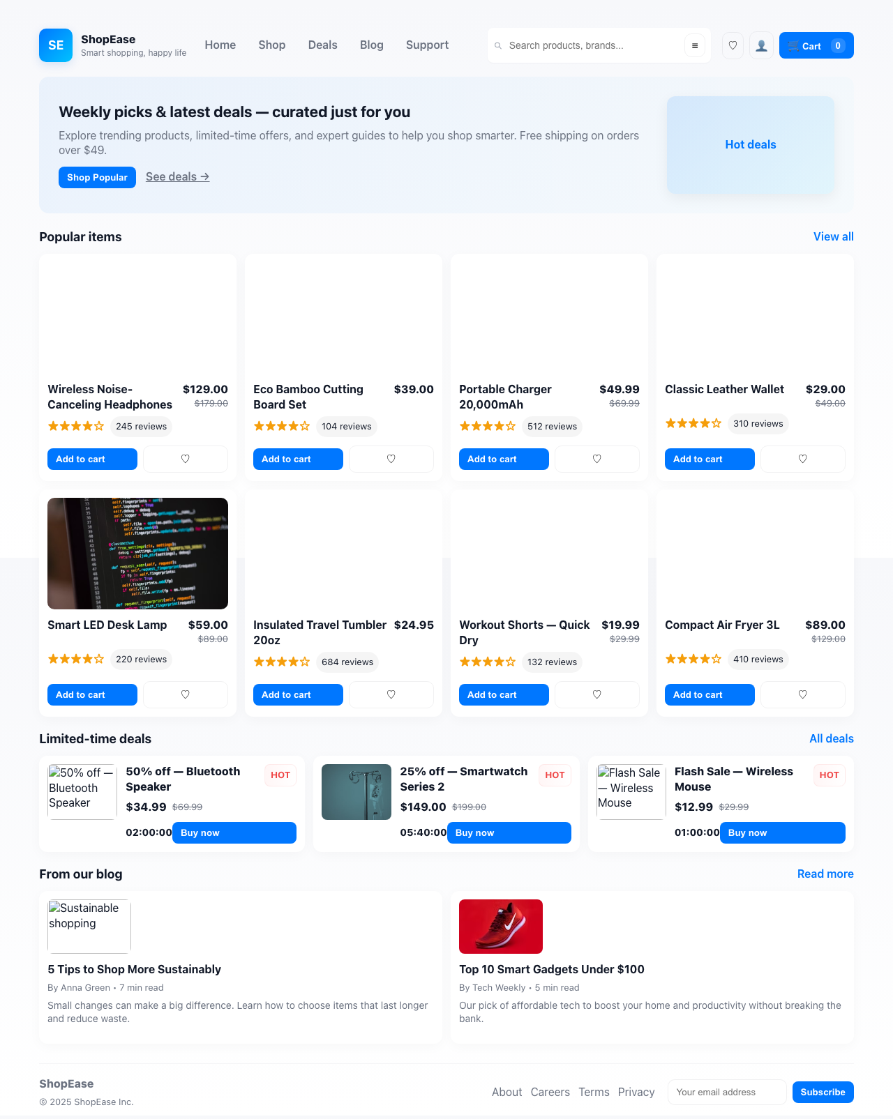 Screenshot sample 4 for shopping-home-page / GPT-5 Mini