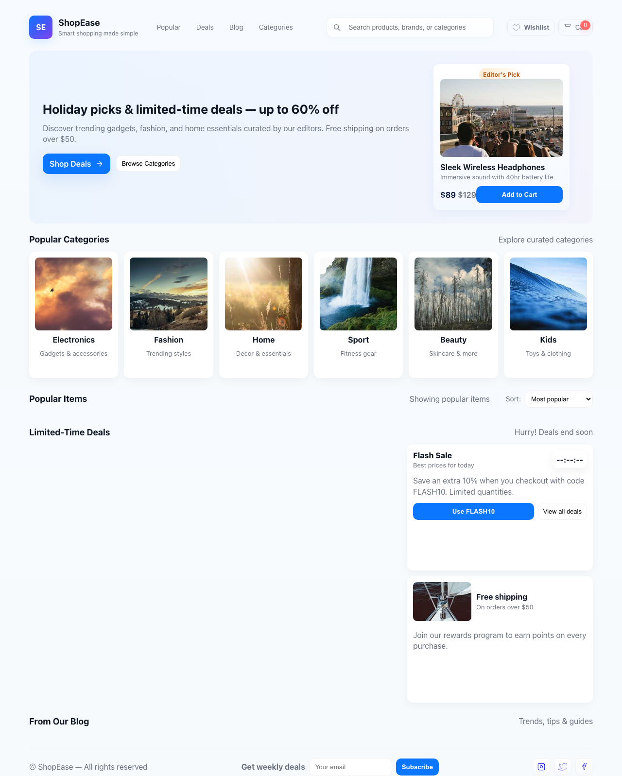 Screenshot sample 40 for shopping-home-page / GPT-5 Mini